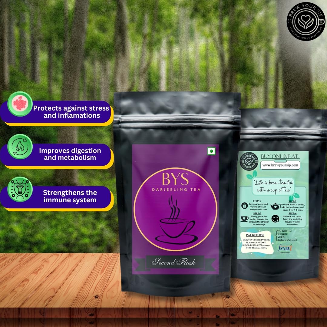 Brew Your Sip Second Flush Darjeeling Tea - 100gm Pack, 3.5 Ounce | Premium Decaffeinated Loose Leaf Tea - Sourced From Darjeeling Region | Rich & Bold Flavor With Malty Undertones, Low Caffeine - Image 3