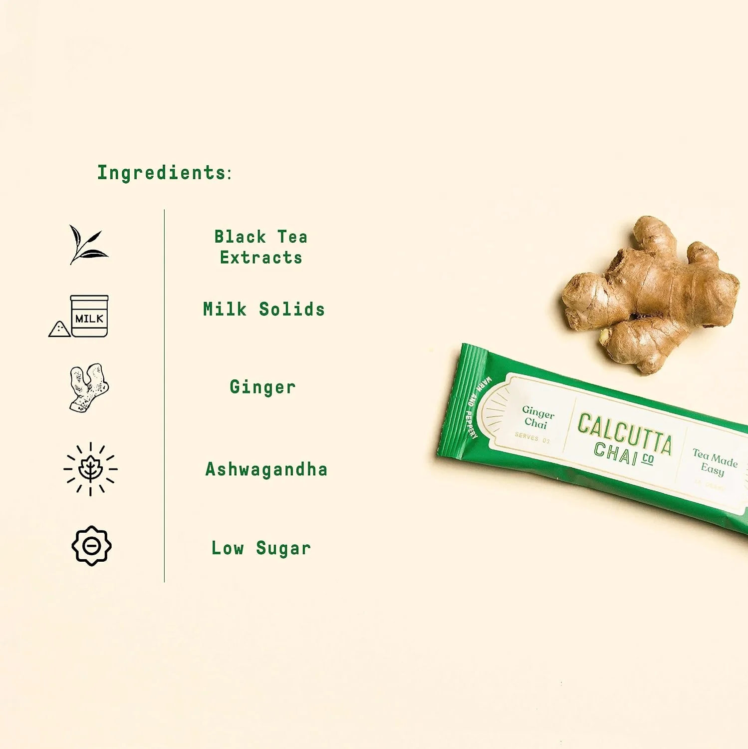 Calcutta Chai Co Instant Tea Premix Masala Chai + Ginger Chai - Pack Of 2 X 210gm, 7.4 Ounce Each, 30 Sachets | Premixed With Milk Solids & Sugar - Just Add Hot Water | High Caffeine - Image 4