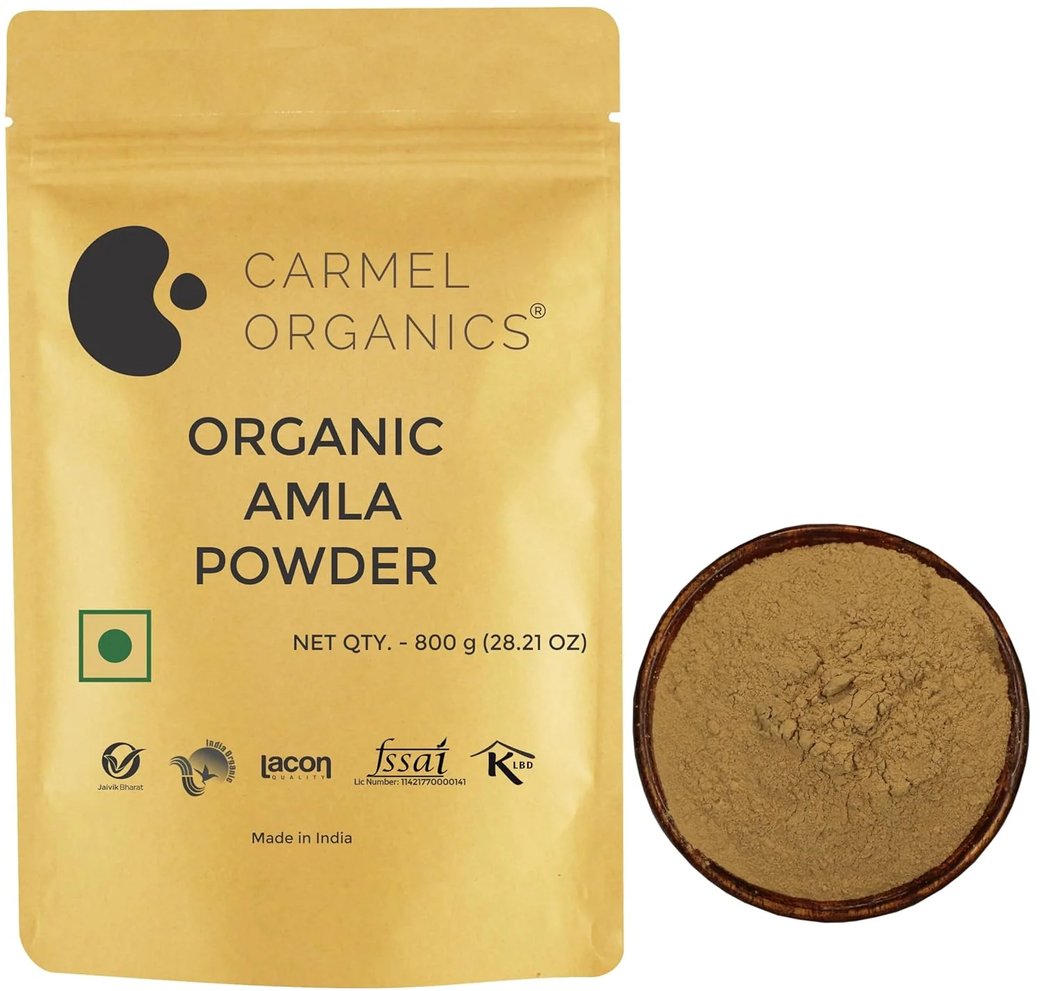 Carmel Organics Amla Fruit Powder, Jaivik Bharat Certified Indian Gooseberries Powder Malanelli, Amla Akkamu, Usirikai Powder, No Added Preservatives | 800gm 1.7lbs