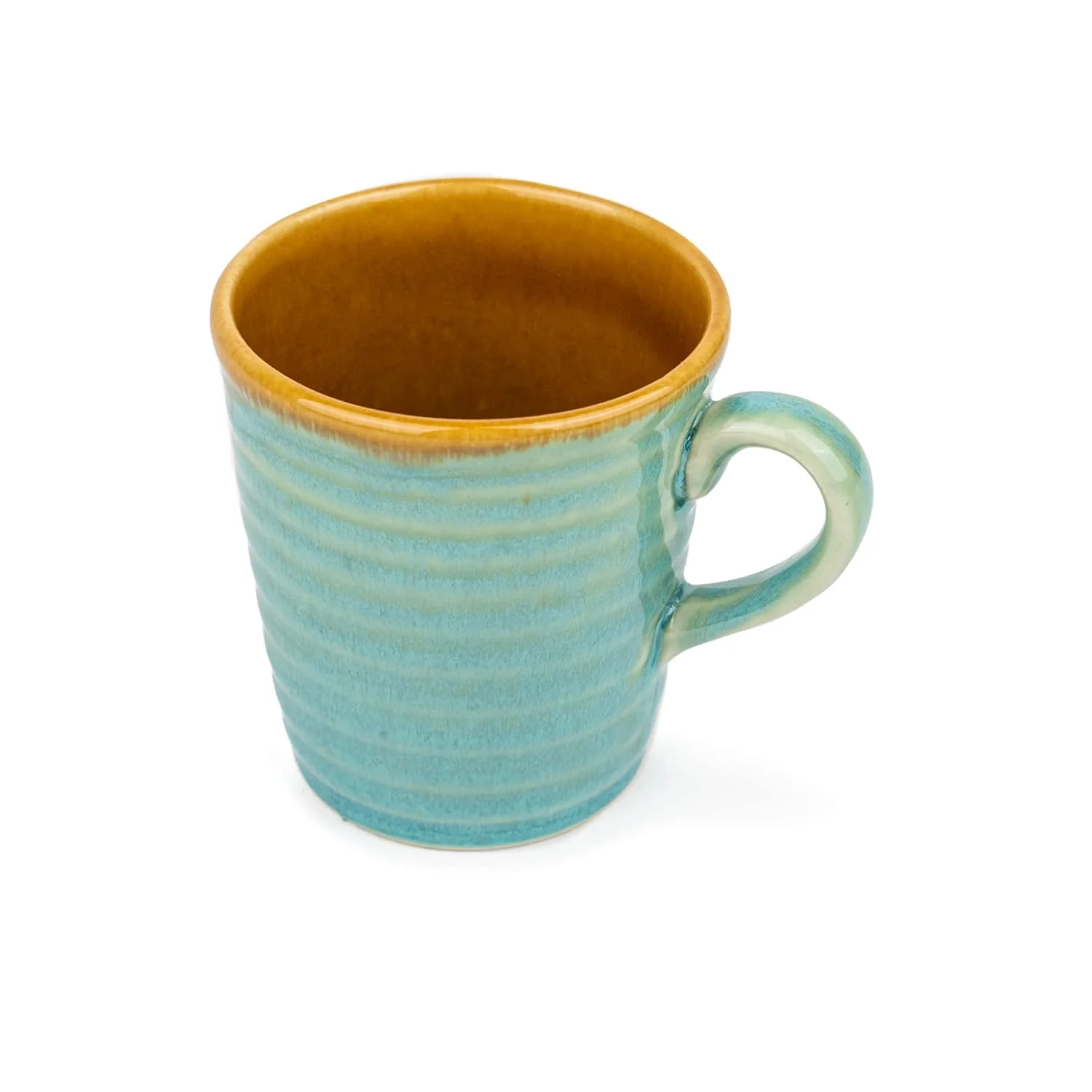 Ceramic Artisanal Coffee Cup Set Of 4 - 290ml Each, Turquoise Blue | Medium Cup With Glossy Finish - Stoneware Coffee Cup Set | Ceramic Everyday Cup - Microwave Safe & Dishwasher Safe - Image 2