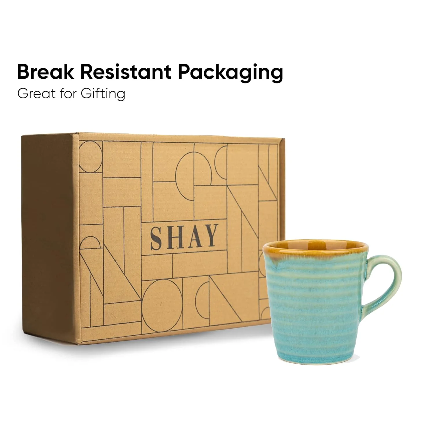 Ceramic Artisanal Coffee Cup Set Of 4 - 290ml Each, Turquoise Blue | Medium Cup With Glossy Finish - Stoneware Coffee Cup Set | Ceramic Everyday Cup - Microwave Safe & Dishwasher Safe - Image 6
