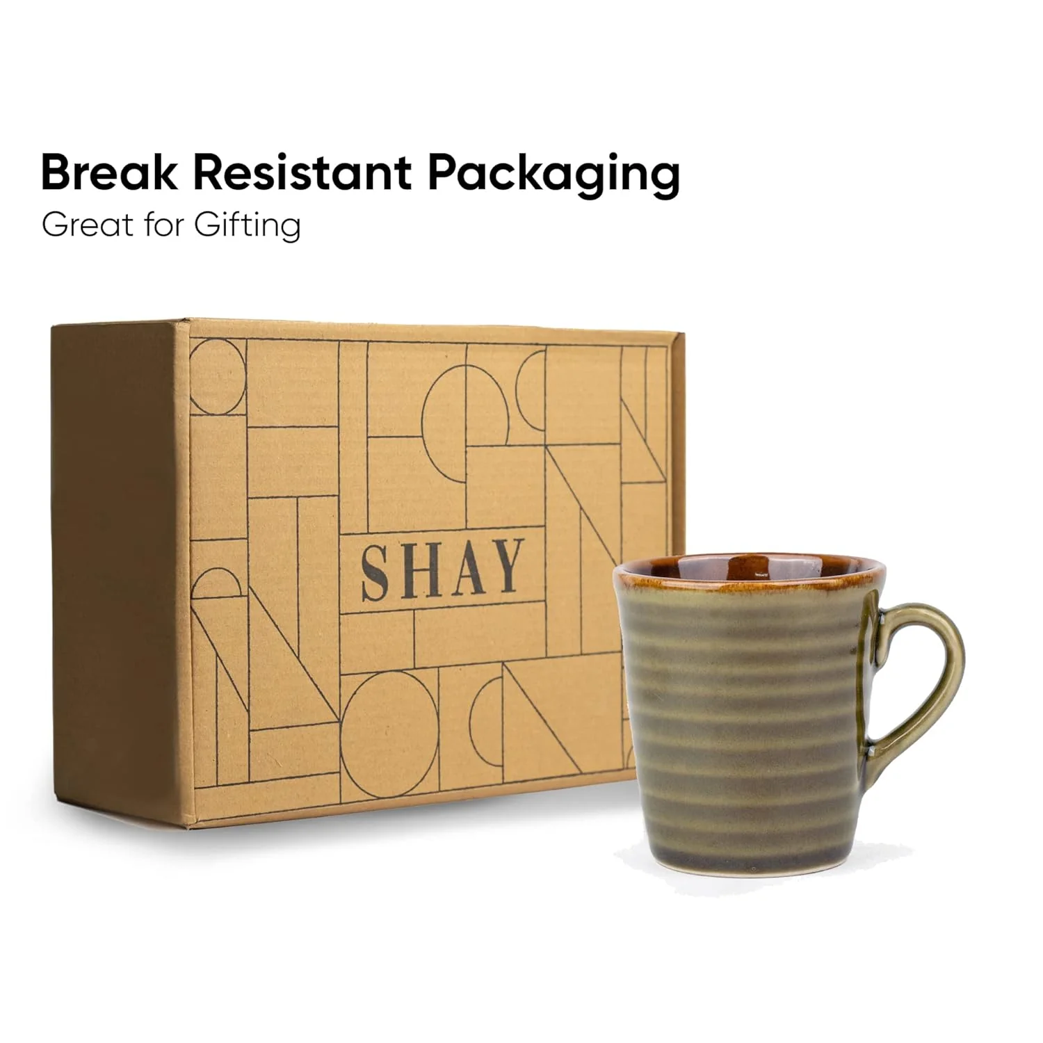 Ceramic Artisanal Coffee Cup Set Of 6 - 290ml Each, Mehndi Green | Medium Cup With Glossy Finish - Stoneware Coffee Cup Set | Ceramic Everyday Cup - Microwave Safe & Dishwasher Safe - Image 4