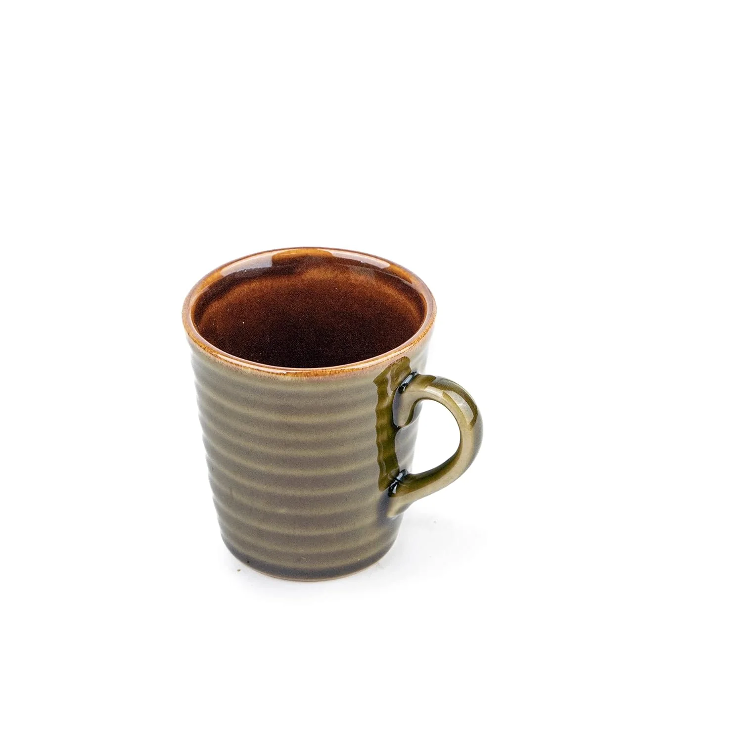 Ceramic Artisanal Coffee Cup Set Of 6 - 290ml Each, Mehndi Green | Medium Cup With Glossy Finish - Stoneware Coffee Cup Set | Ceramic Everyday Cup - Microwave Safe & Dishwasher Safe - Image 5