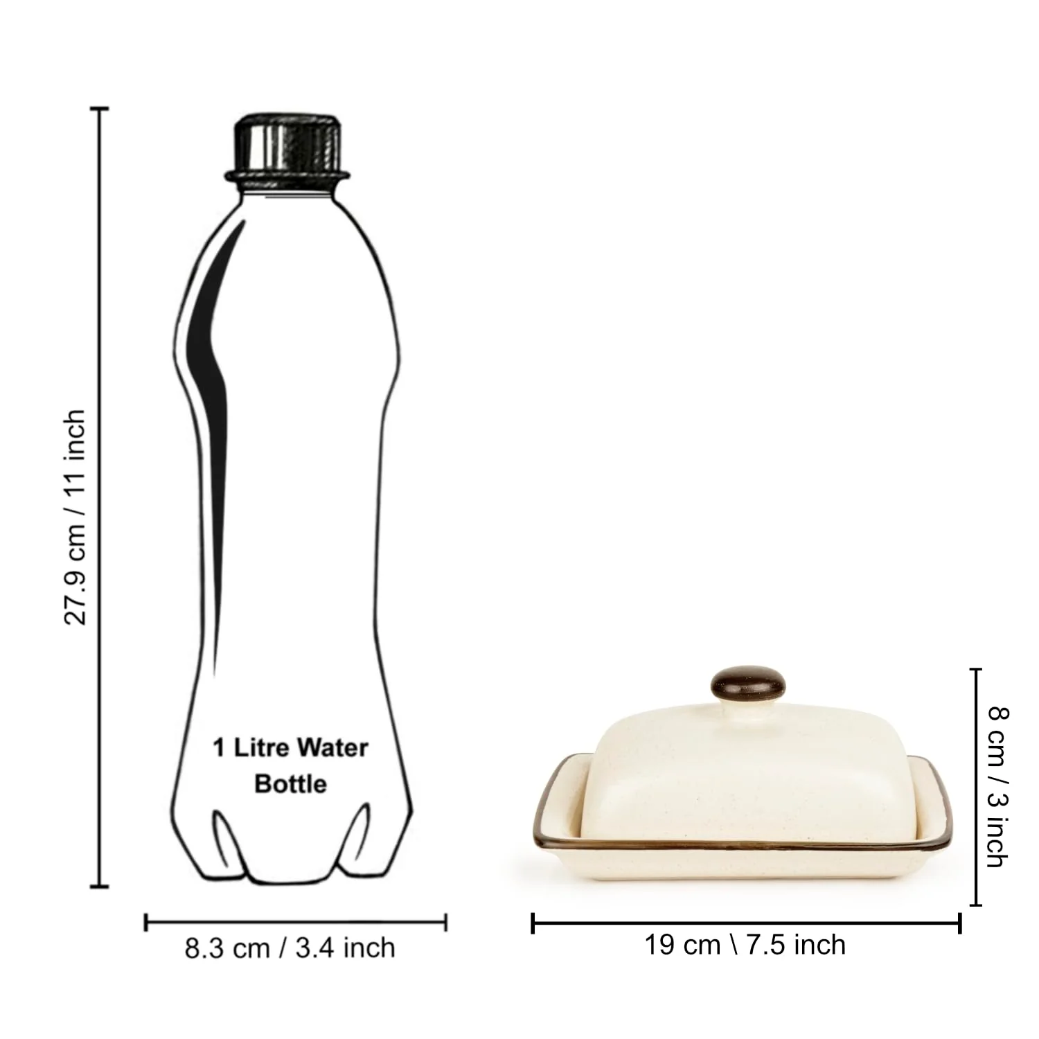 Ceramic Butter Dish With Lid - Off White, Height: 8 Cm | Butter Pot - Microwave & Dishwasher Safe Butter Container For 500 Gm - Image 5