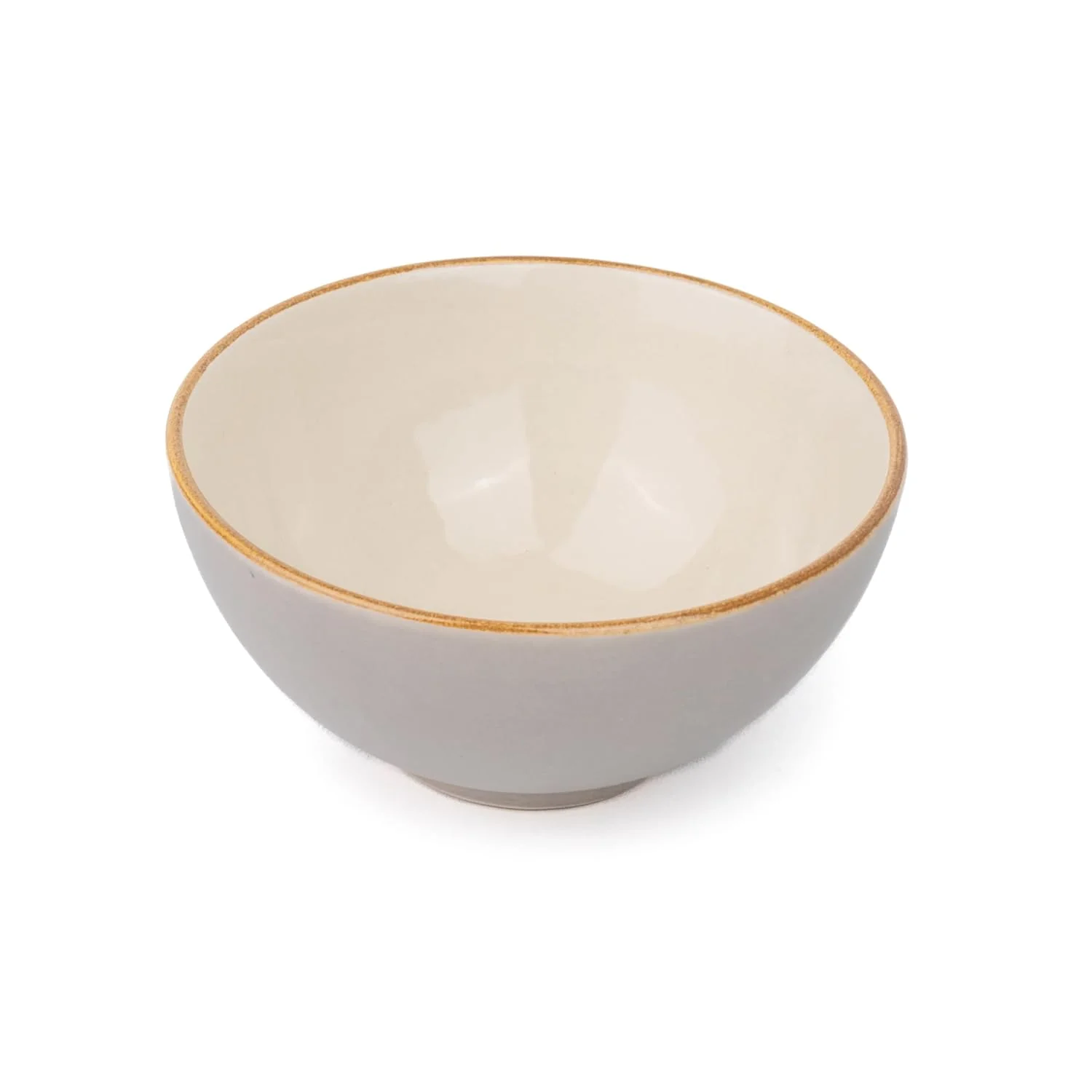 Ceramic Cereal Bowl Set Of 2 Pieces - 15cm, Grey Ivory, 600ml Each | Glossy Finish - Stoneware Ceramic Serving Bowls | Cereal Bowl - Maggi Bowl - Ceramic Bowl | Microwave Safe - Image 4