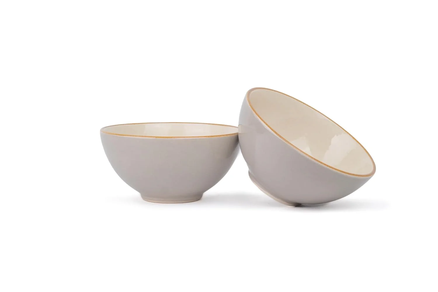 Ceramic Cereal Bowl Set Of 2 Pieces - 15cm, Grey Ivory, 600ml Each | Glossy Finish - Stoneware Ceramic Serving Bowls | Cereal Bowl - Maggi Bowl - Ceramic Bowl | Microwave Safe - Image 5