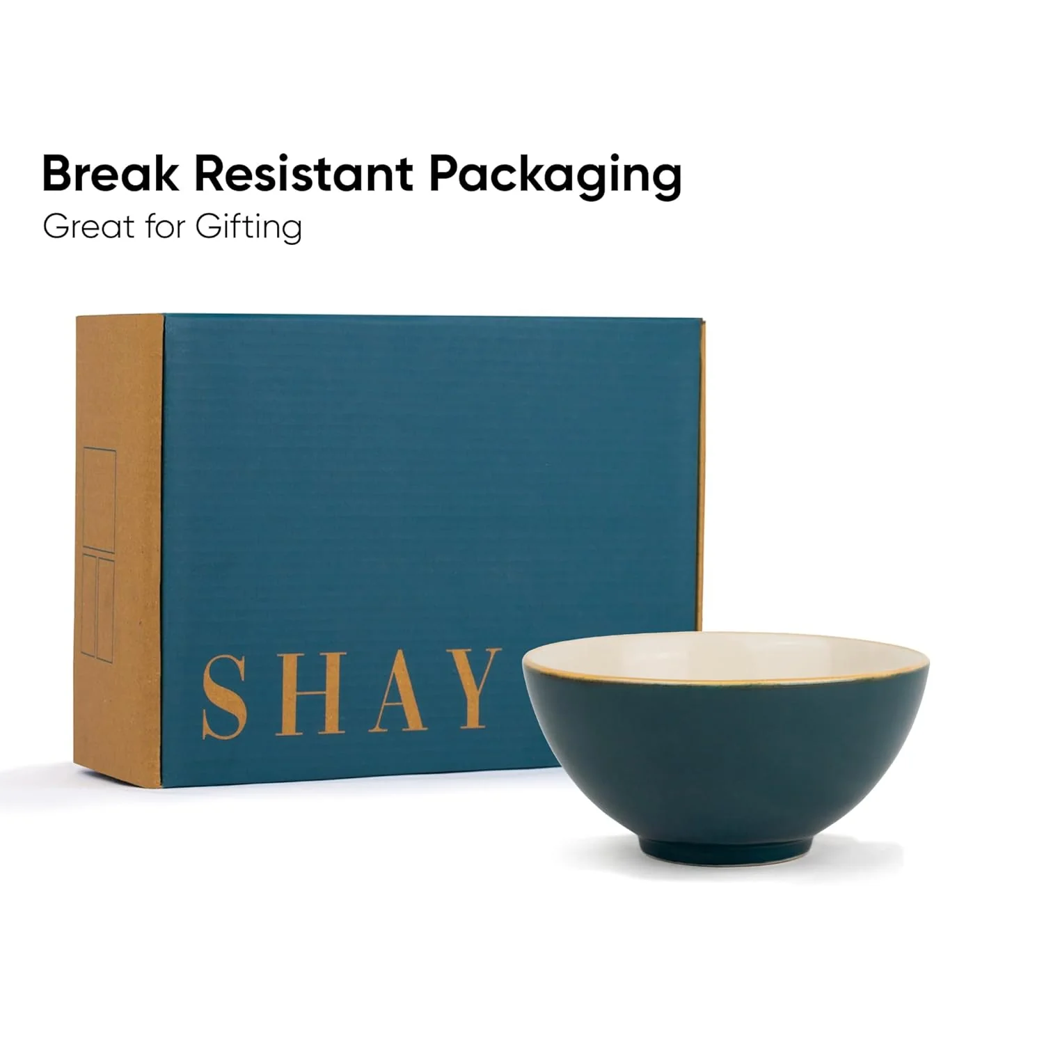 Ceramic Cereal Bowl Set Of 2 Pieces - 15cm, Teal Ivory, 600ml Each | Glossy Finish - Stoneware Ceramic Serving Bowls | Cereal Bowl - Maggi Bowl - Ceramic Bowl | Microwave Safe - Image 6