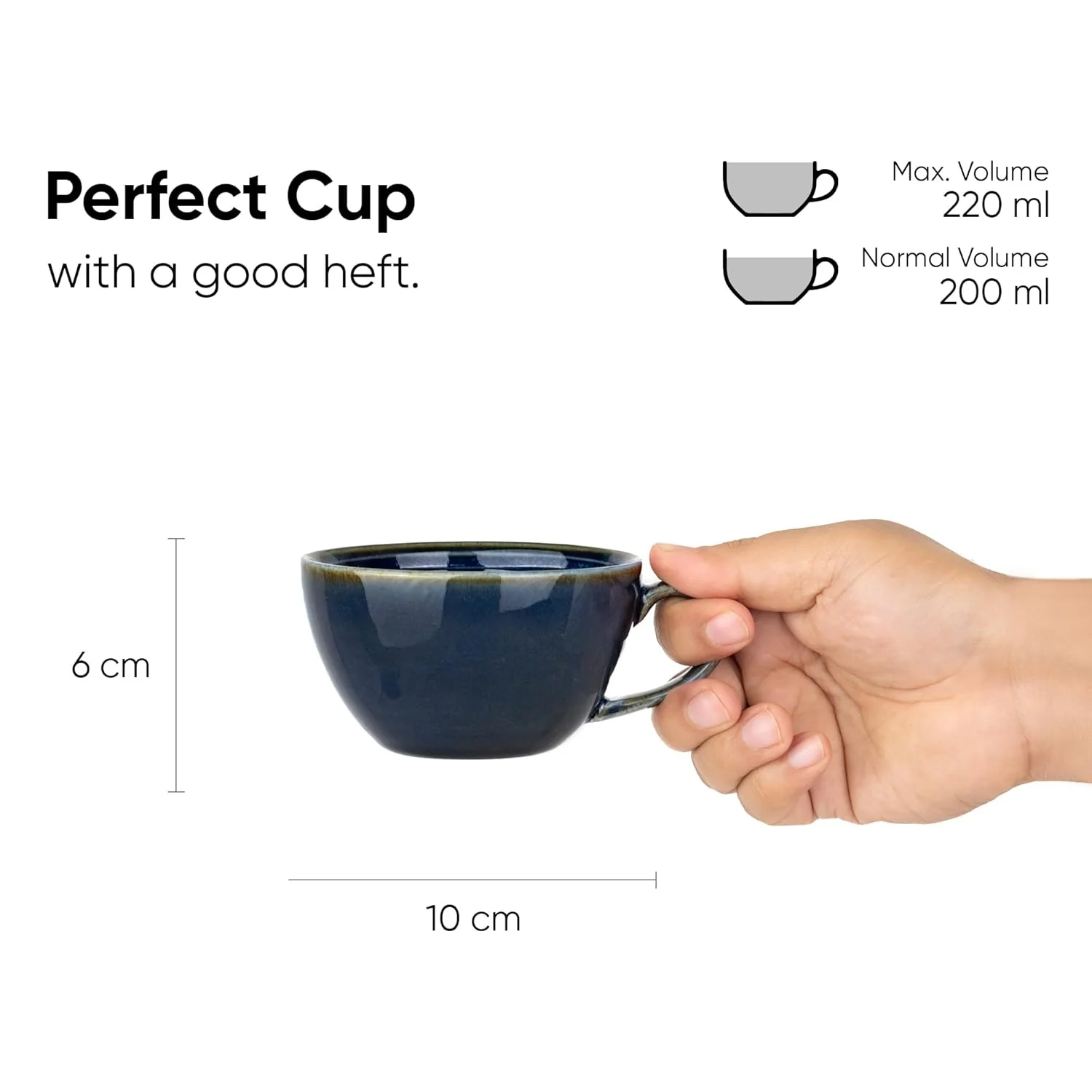 Ceramic Coffee Cup Saucer Set - Blue Green, 250ml, Ceramic Mug With Glossy Finish | Mug For Coffee - Ceramic Coffee Mug | 1 Cup + 1 Saucer - Microwave Safe - Image 5