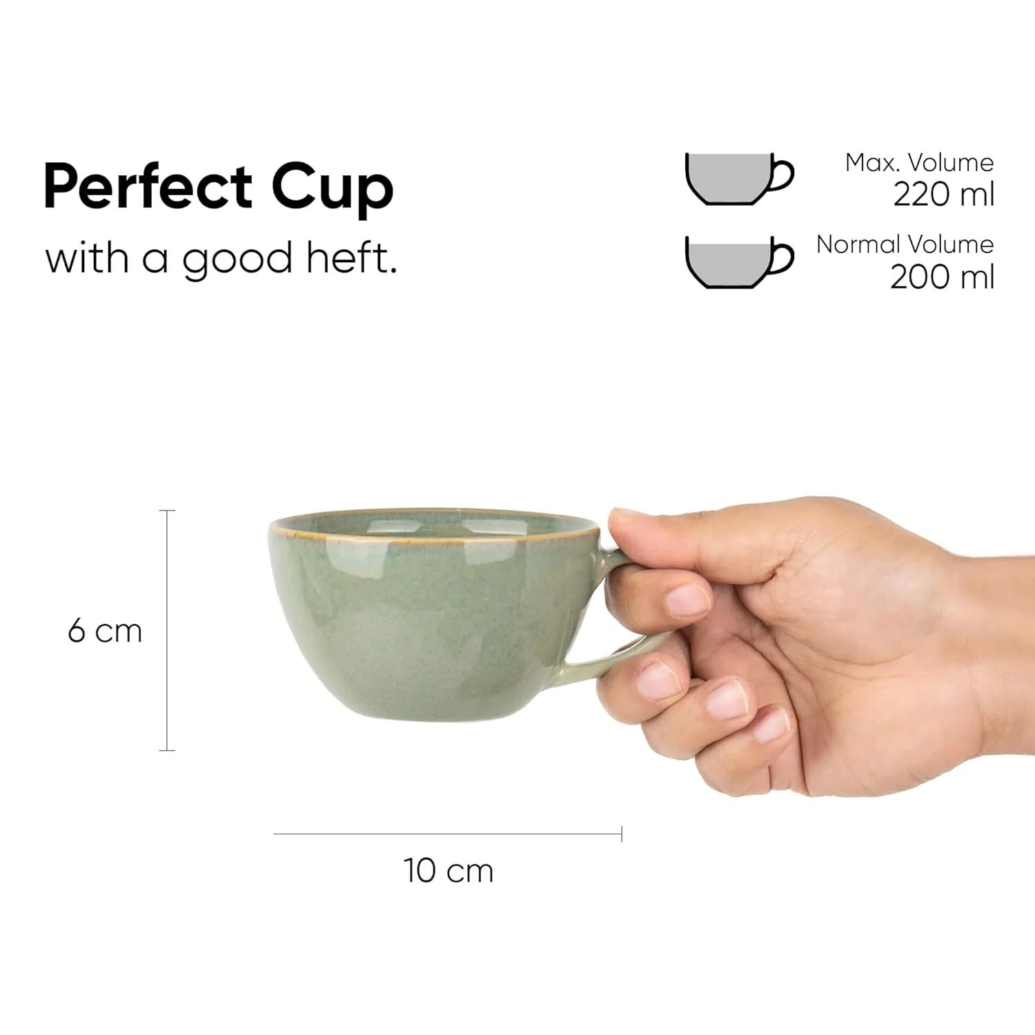Ceramic Coffee Cup Saucer Set - Pista Green, 250ml | Ceramic Mug With Glossy Finish | Mug For Coffee - Ceramic Coffee Mug | 1 Cup + 1 Saucer - Microwave Safe - Image 5
