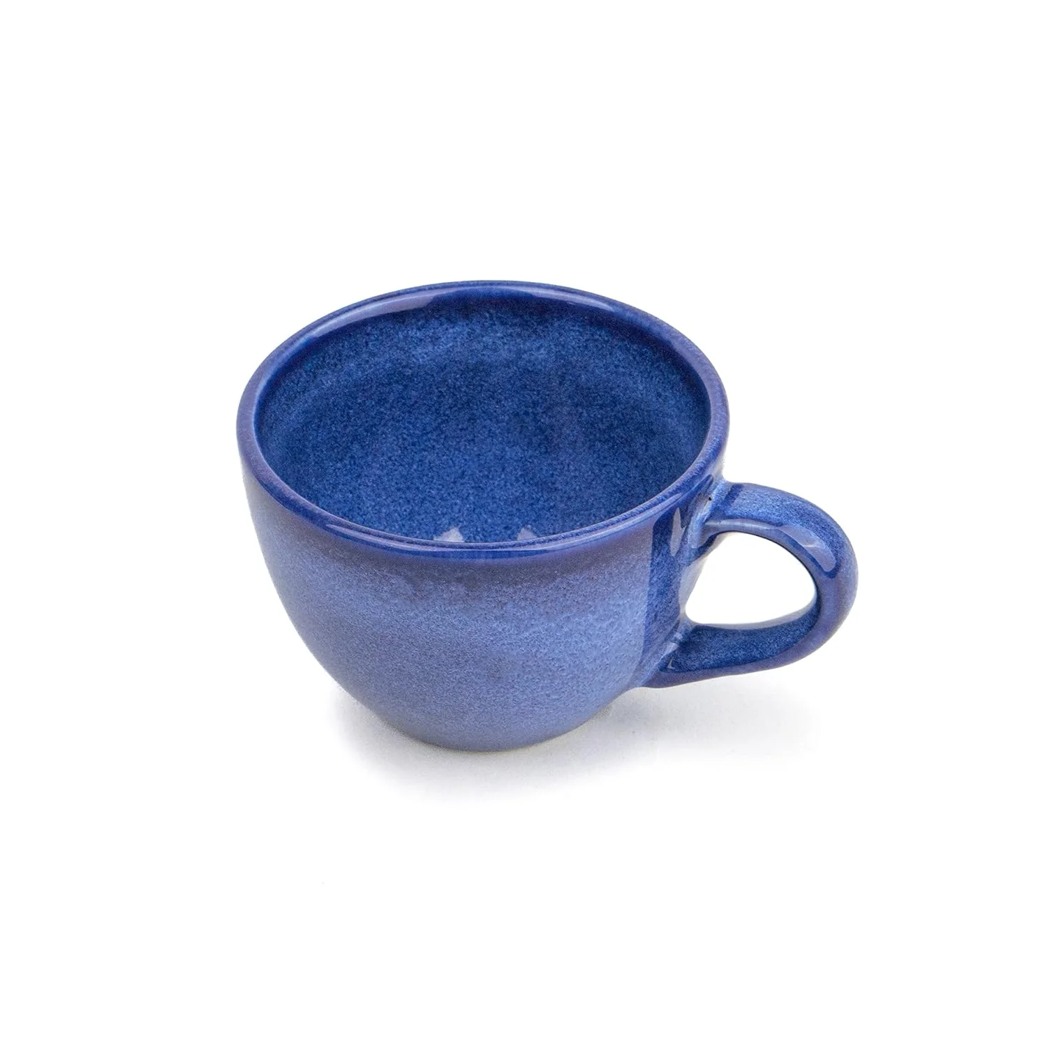 Ceramic Cup & Saucer Set Of 6 - Blue Reactive Glaze, 200ml Each Cup | Cup Saucer Set - 6 Cups + 6 Saucers | Tea Set With Glossy Finish - Ceramic Tea Cup & Saucer Set | Microwave & Dishwasher Safe - Image 2