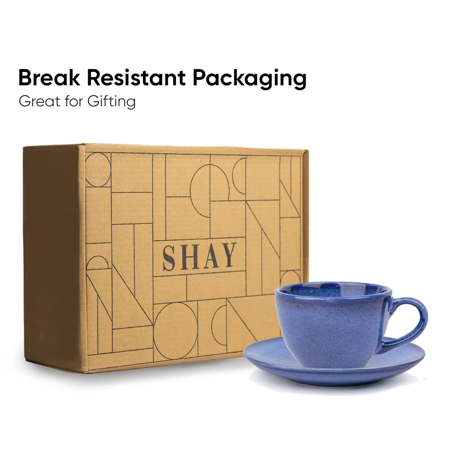 Ceramic Cup & Saucer Set Of 6 - Blue Reactive Glaze, 200ml Each Cup | Cup Saucer Set - 6 Cups + 6 Saucers | Tea Set With Glossy Finish - Ceramic Tea Cup & Saucer Set | Microwave & Dishwasher Safe - Image 6
