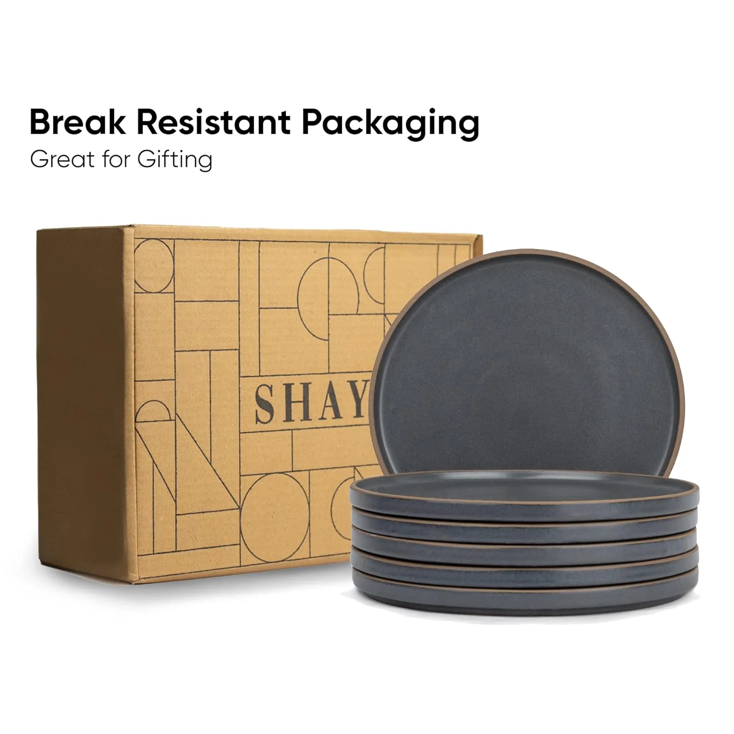 Ceramic Dinner Plates Set Of 6 Pieces, Grey | Ceramic Plates Set With Matte Finish - Premium Stoneware | Ceramic Dinner Plates - Japandi Dinner Plates - Image 5