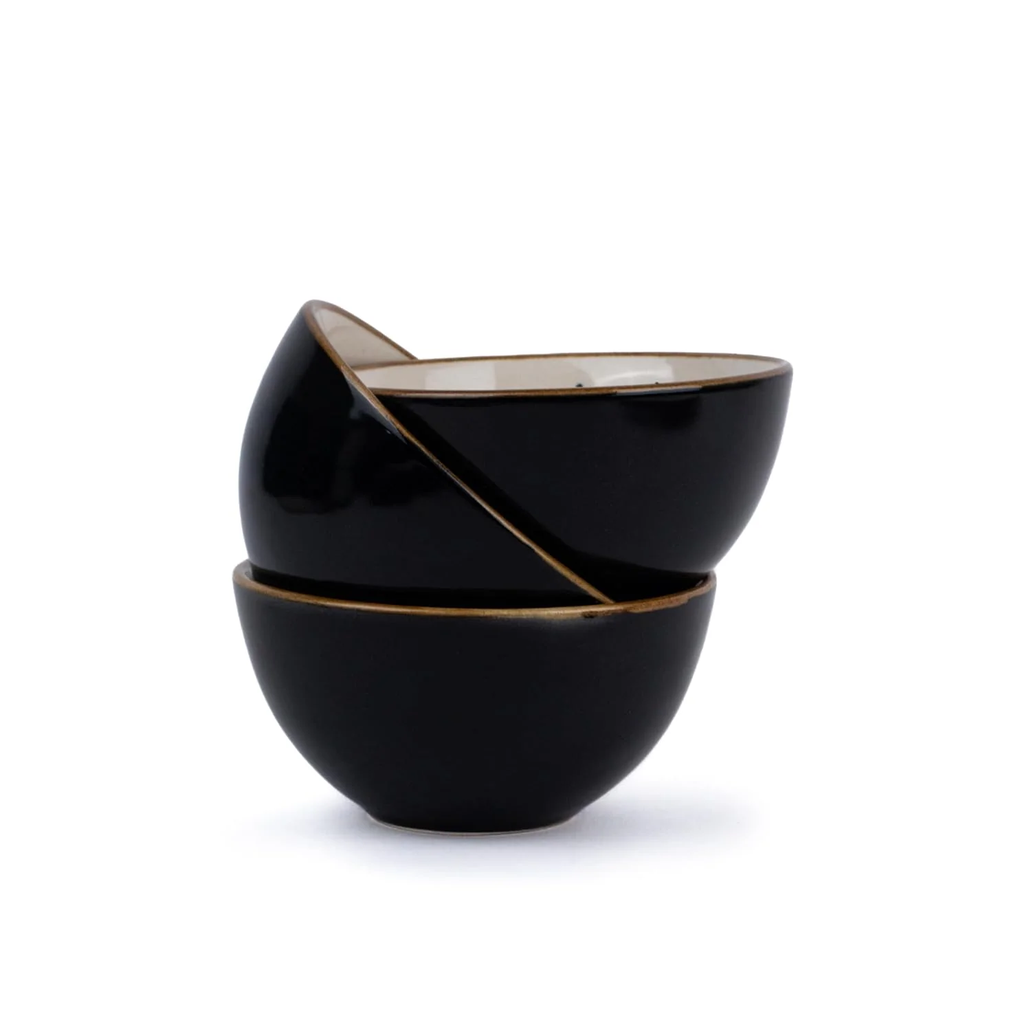 Ceramic Dinner Set Of 12 Pcs, Black Rim | Crockery Set For Dining Table - Dining Sets Crockery Items | Glossy Finish Premium Stoneware | 6 Dinner Plates + 6 Veg Small Bowls, 180ml Each - Image 6