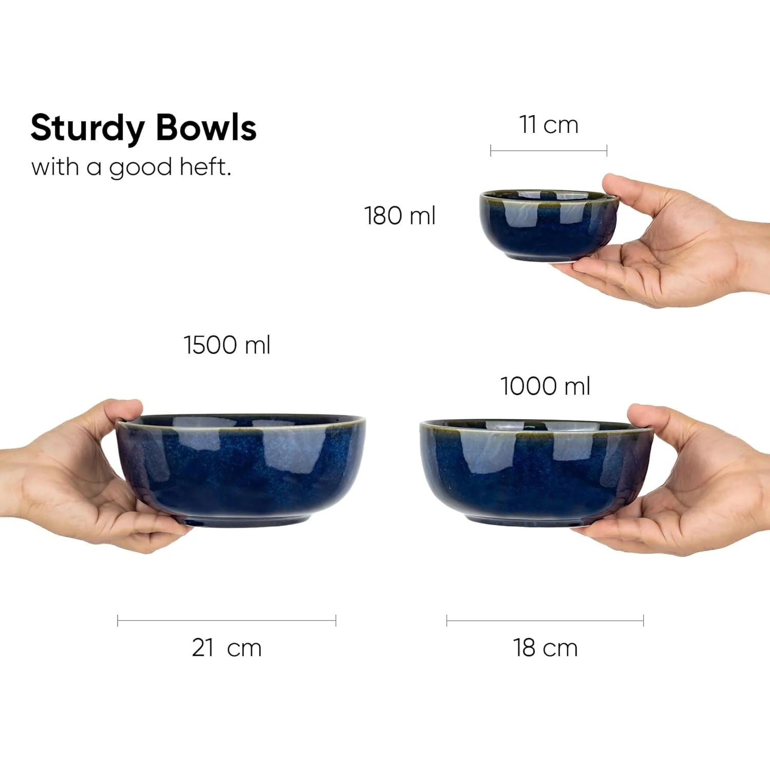 Ceramic Dinner Set Of 21 Pcs, Blue Green | Crockery Set, Dining Sets Crockery Items - 6 Dinner Plates+ 6 Quarter Plates+ 6 Veg Bowls, 180ml Each+ 2 Medium Bowls, 1000ml Each+ 1 Large Bowl, 1500ml - Image 4