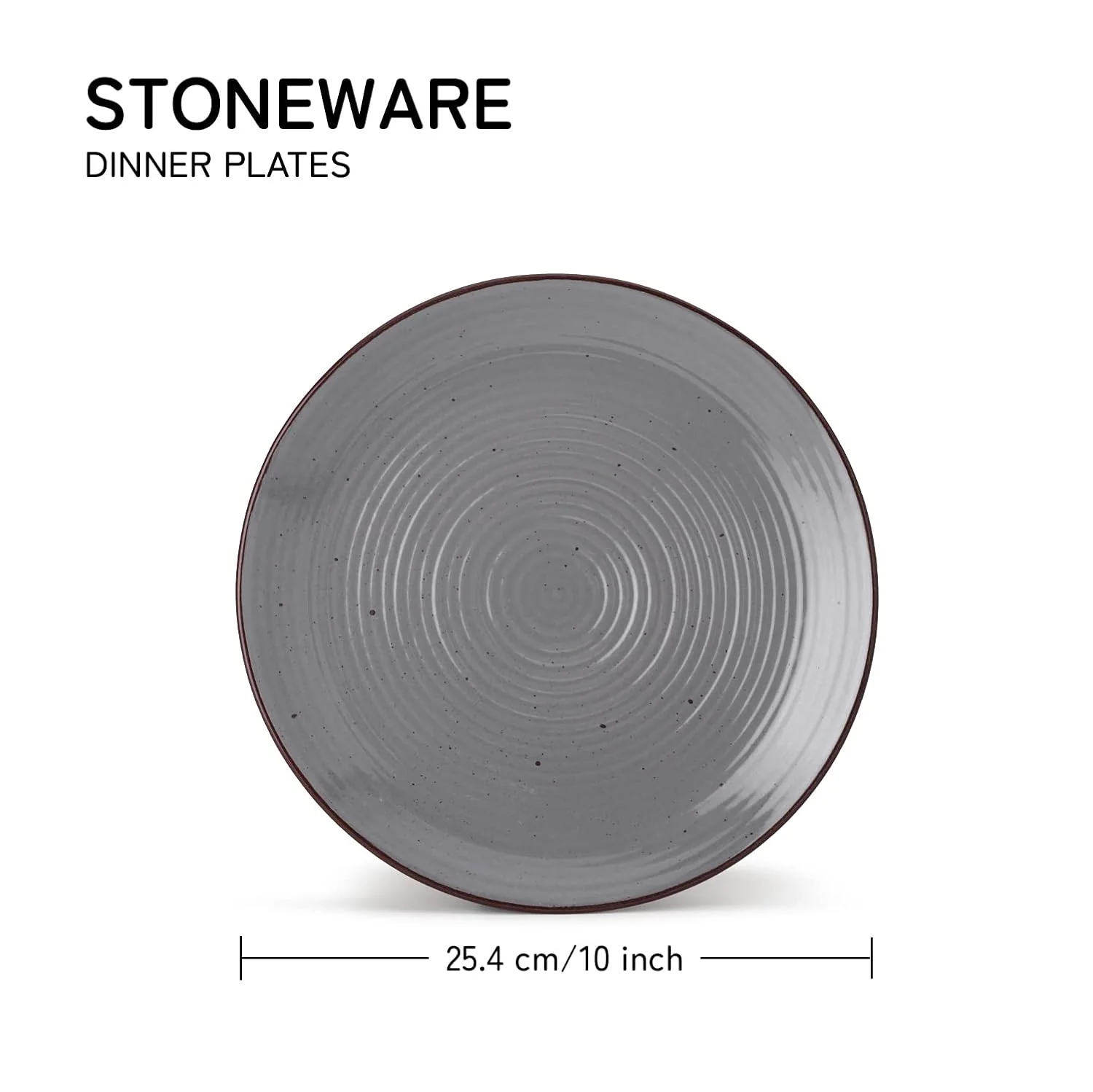 Ceramic Hand Glazed Stoneware Large Dinner Plates Set Of 4 - 10.6 Inch, Grey | Microwave Safe & Dishwasher Safe – Handcrafted Dinner Plates - Image 2