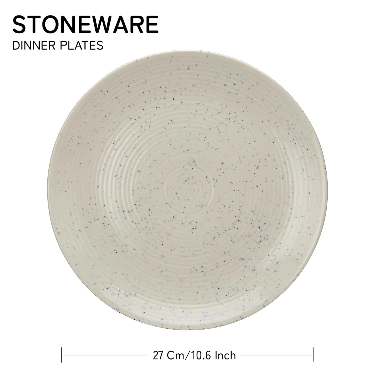 Ceramic Hand Glazed Stoneware Large Dinner Plates Set Of 4 - 10.6 Inch, Ivory White | Microwave Safe & Dishwasher Safe – Handcrafted Dinner Plates - Image 2