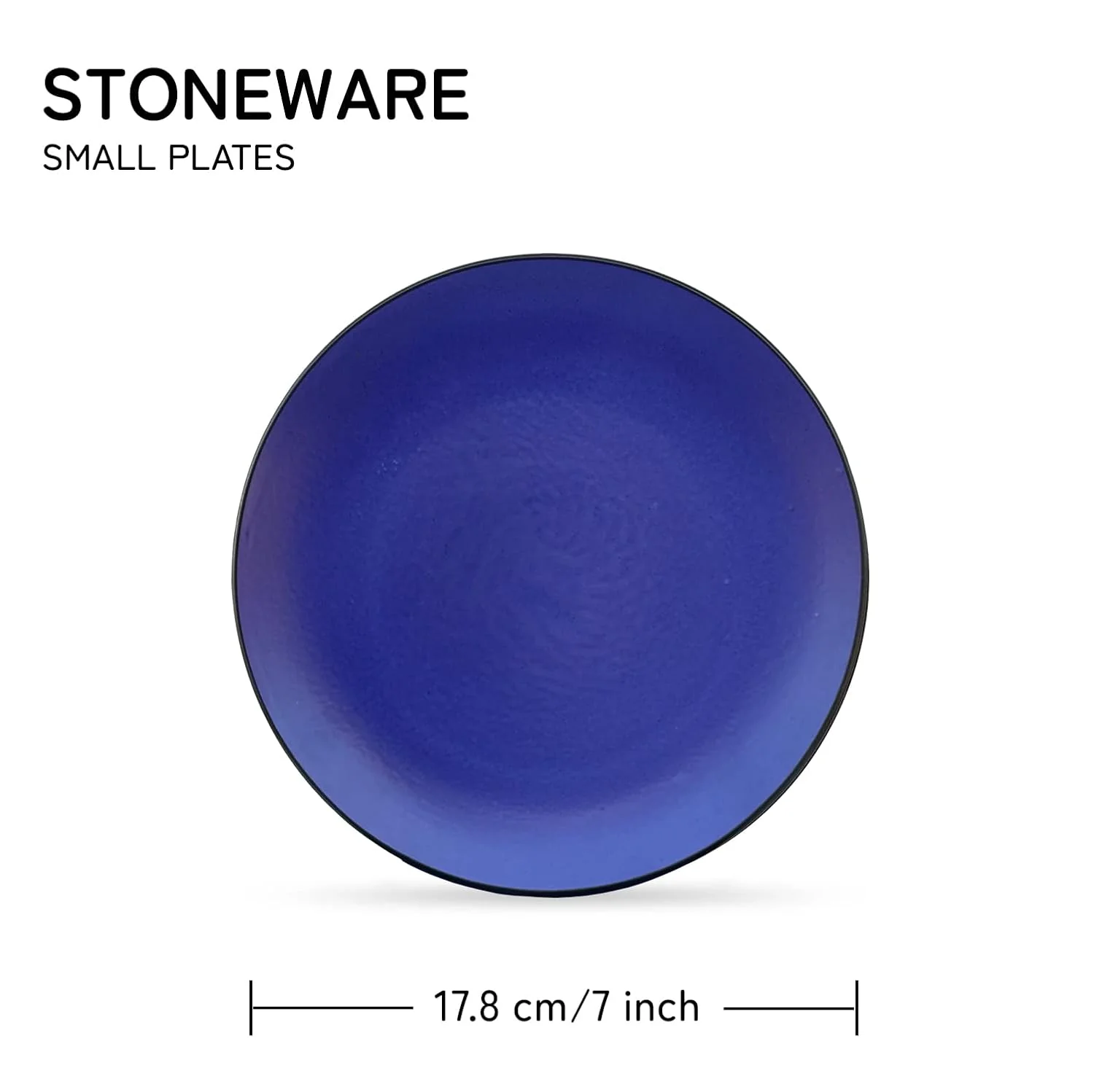 Ceramic Handcrafted Serving Small Plates Set Of 4 - 7.4 Inch, Cobalt-Blue | Hand Painted, Stoneware - Dinnerware | Scratch Resistant, Microwave & Dishwasher Safe - Image 4