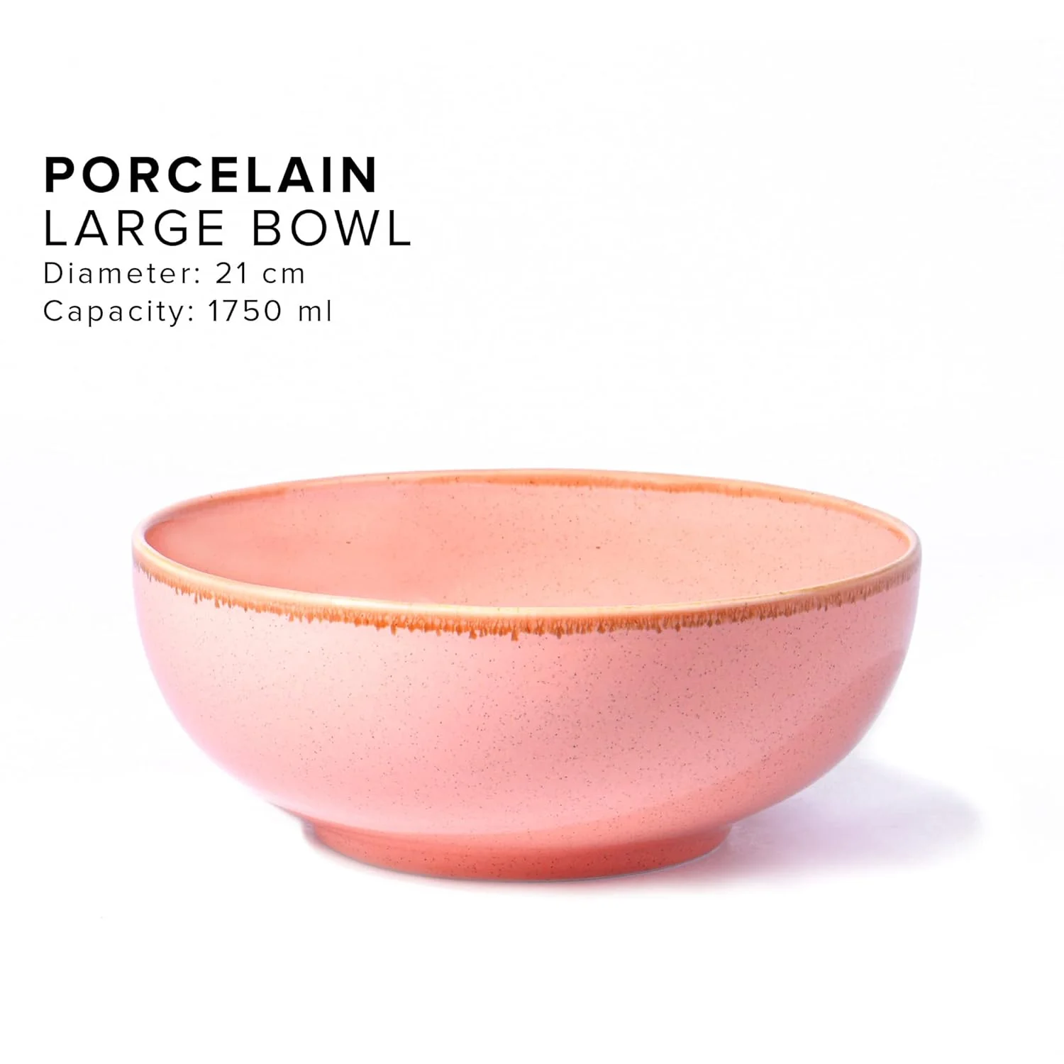 Ceramic Large Serving Bowl Set Of 1 Pc - 1750ml, Pink | Ceramic Bowl - Large Size | Microwave Safe Bowl - Bowl Set With Glossy Finish | Ceramic Bowl - Image 2