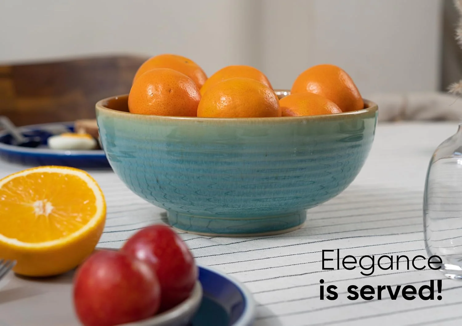 Ceramic Large Serving Bowls Set Of 1 Pc - 1500ml, Blue Brown | Premium Ceramic Bowls - Microwave Safe Bowls | Ceramic Bowl With Glossy Finish - Large Size Bowl - Image 4