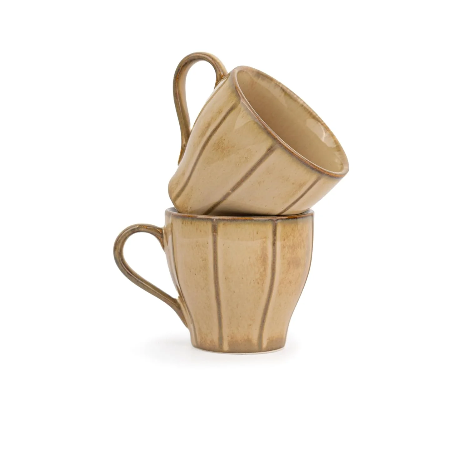 Ceramic Line Tea Cups Set Of 6 - Beige Reactive, 180ml Each | Tea Cup Set Of 6 - Premium Porcelain Tea Set | Ceramic Tea Cup With Glossy Finish - Small Cups For Tea | Line Tea Cup Only - Image 3