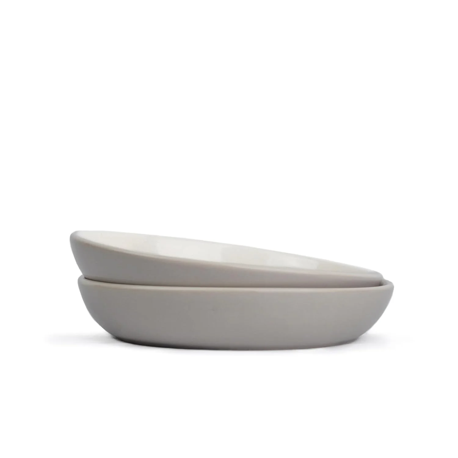 Ceramic Pasta Bowl Set Of 2 Pcs, 22cm - Grey Outside, 300ml Each | Stoneware Ceramic Serving Bowls With Glossy Finish | Pasta Plate - Deep Plate | Ceramic Bowl - Pasta Serving Plate