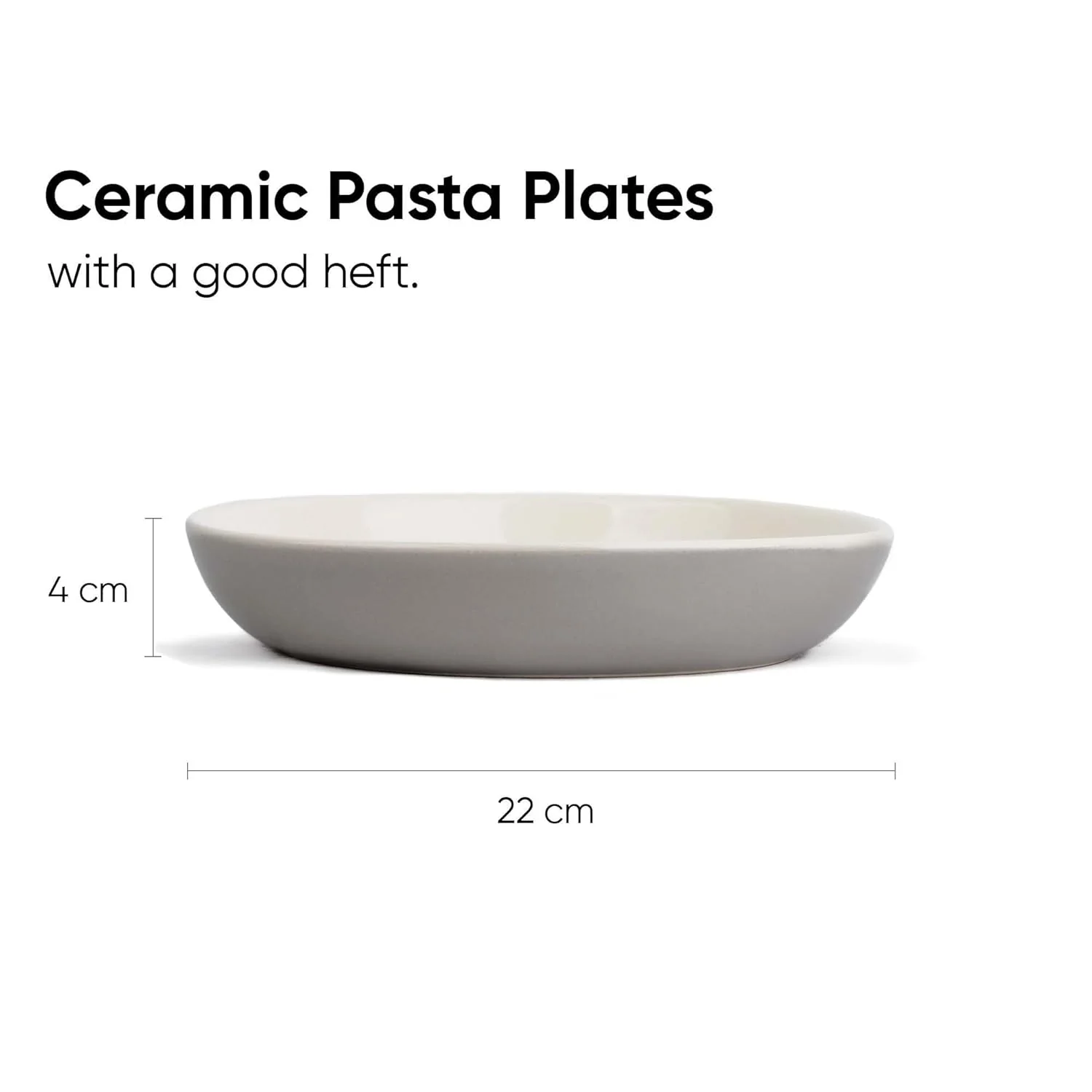 Ceramic Pasta Bowl Set Of 2 Pcs, 22cm - Grey Outside, 300ml Each | Stoneware Ceramic Serving Bowls With Glossy Finish | Pasta Plate - Deep Plate | Ceramic Bowl - Pasta Serving Plate - Image 4