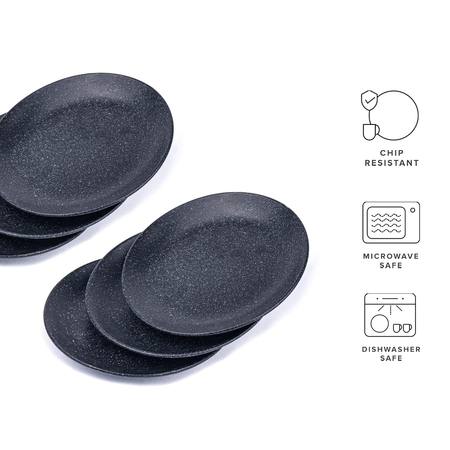Ceramic Quarter Plates Set Of 6, Black Speckle | Premium Stoneware Snacks Plates Set - Dessert Plates | Small Plates With Matte Finish - Microwave Safe & Chip Resistant - Image 5