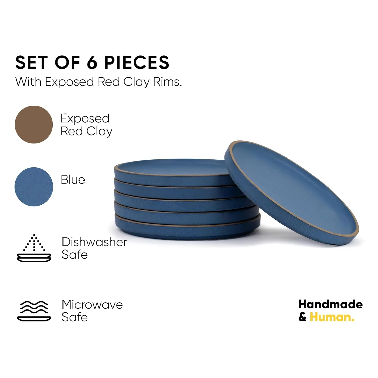 Ceramic Quarter Plates Set Of 6, Blue Artisanal Series | Premium Stoneware Dessert Plates - Snacks Plates Set With Matte Finish | Snack Plate - Small Plates | Japandi Quarter Plates - Image 2