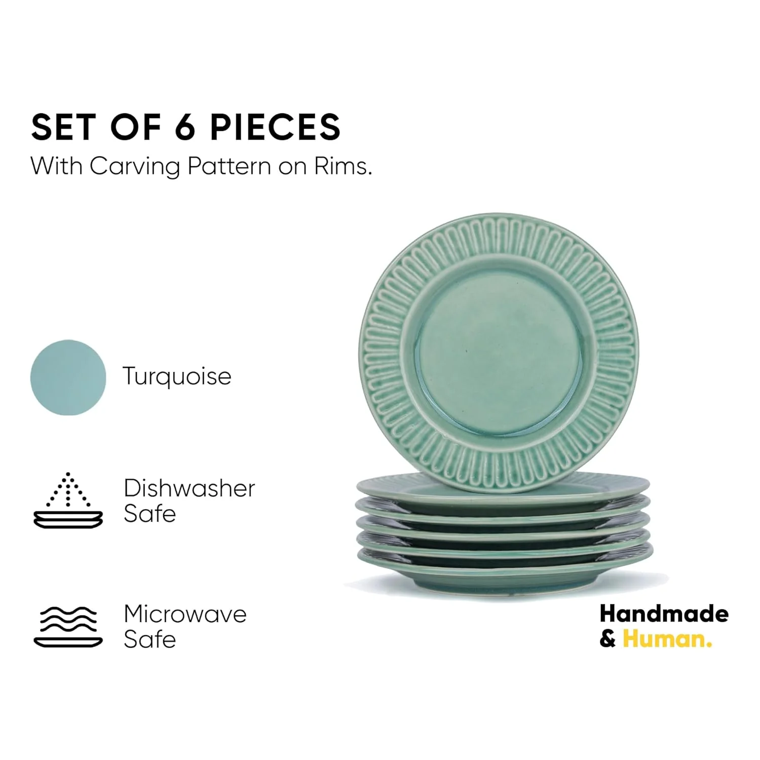 Ceramic Quarter Plates Set Of 6, Light Mint | Ceramic Snack Plates - Snacks Plates Set | Dessert Plates - Snack Plate | Small Plates With Glossy Finish - Microwave Safe & Chip Resistant - Image 2