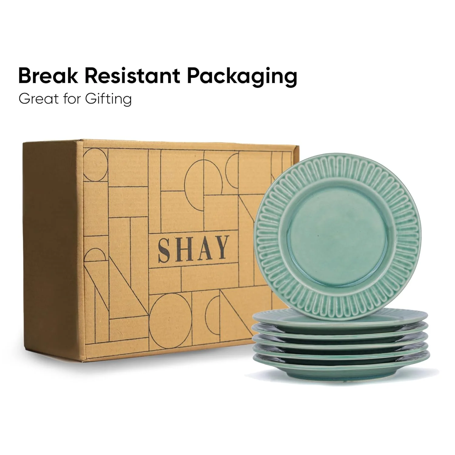 Ceramic Quarter Plates Set Of 6, Light Mint | Ceramic Snack Plates - Snacks Plates Set | Dessert Plates - Snack Plate | Small Plates With Glossy Finish - Microwave Safe & Chip Resistant - Image 6
