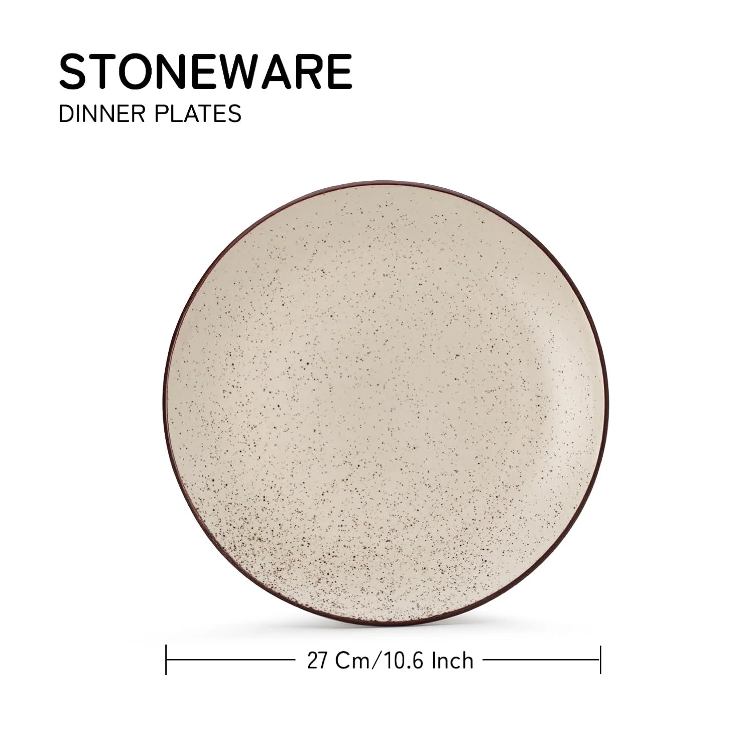 Ceramic Serving Dinner Plates Set Of 4 - 10.6 Inch, Beige Speckled | Scratch Resistant, Microwave Safe & Dishwasher Safe - Handcrafted Dinner Plates - Image 2