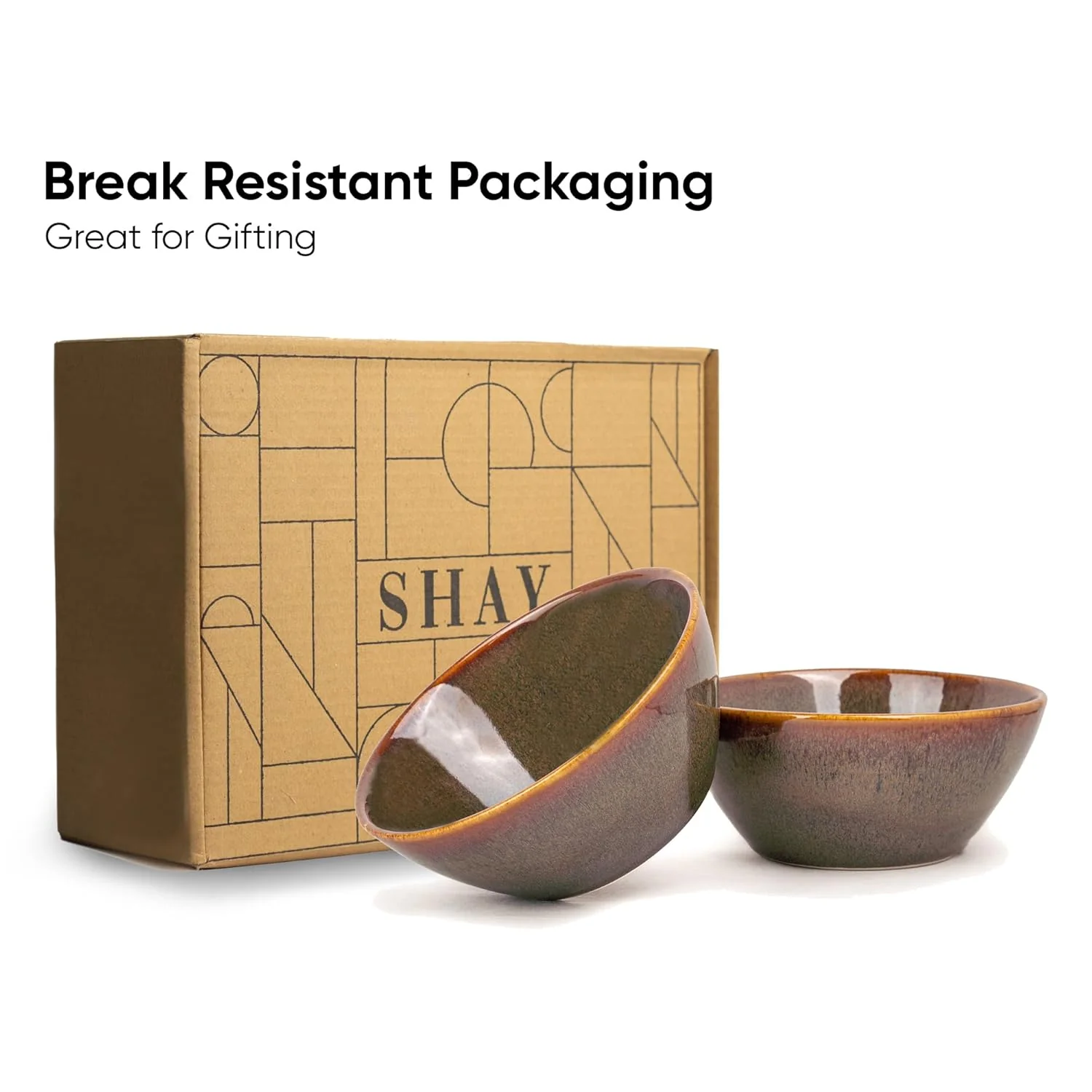 Ceramic Serving Medium Bowls Set Of 2 Pieces - 850ml Each, Brown Reactive | Premium Ceramic Bowls - Medium Size | Microwave Safe Bowls - Bowl Sets With Glossy Finish | Ceramic Bowls - Image 3