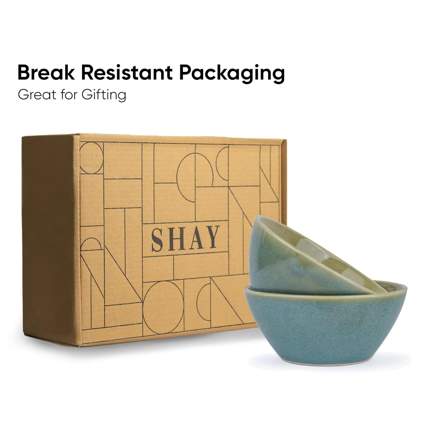 Ceramic Serving Medium Bowls Set Of 2 Pieces - 850ml Each, Green Blue Reactive | Premium Ceramic Bowls - Medium Size | Microwave Safe Bowls - Bowl Sets With Glossy Finish | Ceramic Bowls - Image 4