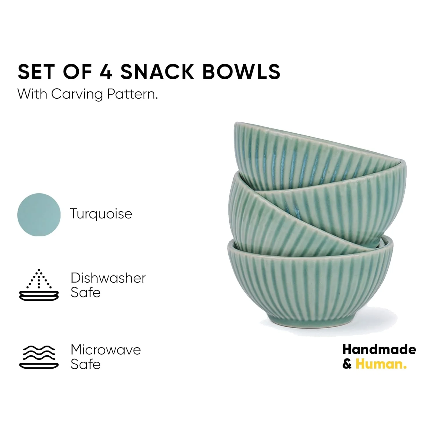 Ceramic Snack Bowl Set Of 4 - 300ml Each, Light Mint | Ceramic Snack Bowls With Glossy Finish - Snacks Bowls Set Of 4 | Microwave Safe & Dishwasher Safe - Image 2