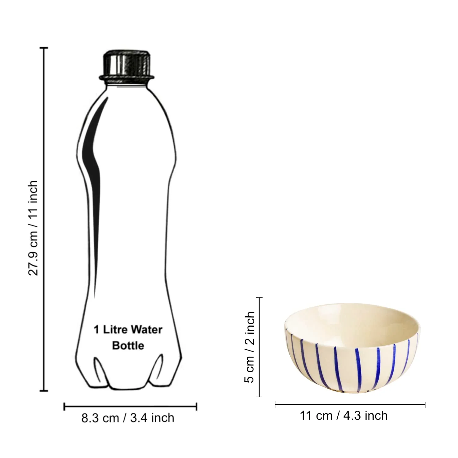 Ceramic Striped Dinner Bowls Set Of 4 - White & Blue, Diameter – 4 Inches, 220ml Each | Ceramic Bowls For Curries Or Lentils - Katoris - Image 5