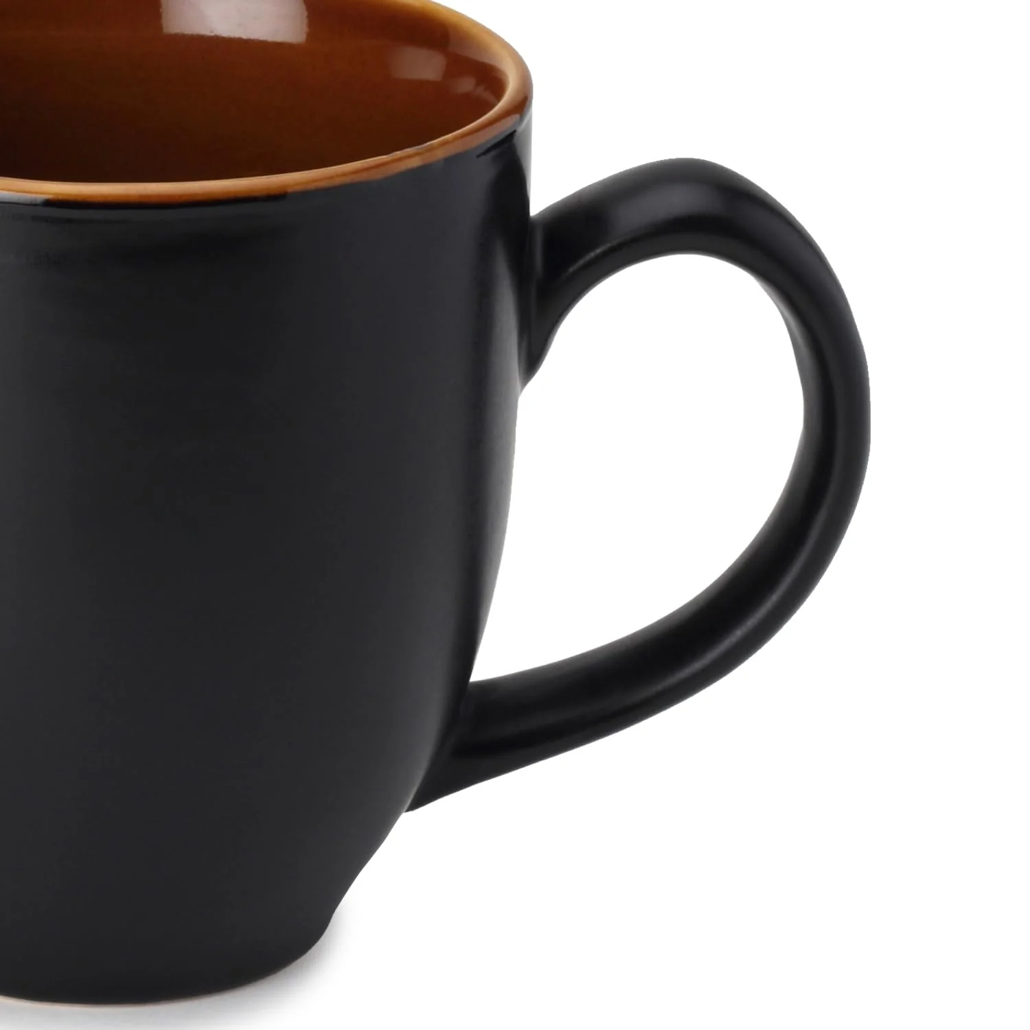 Ceramic Tea & Coffee Serving Mug Set Of 1 - Large, 400ml, Black | Ideal For Latte, Cappuccino, Green Tea, Hot Chocolate & Milk - Microwave & Dishwasher Safe | Matte & Glossy Finish - Image 3