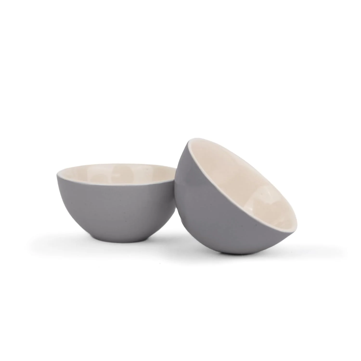 Ceramic Veg Bowls Set Of 6 For Dinner - 180ml Each, Grey Ivory Rim Series | Katori Set With Glossy Finish | Stoneware Ceramic Bowls Set - Dessert Bowl Set - Image 3