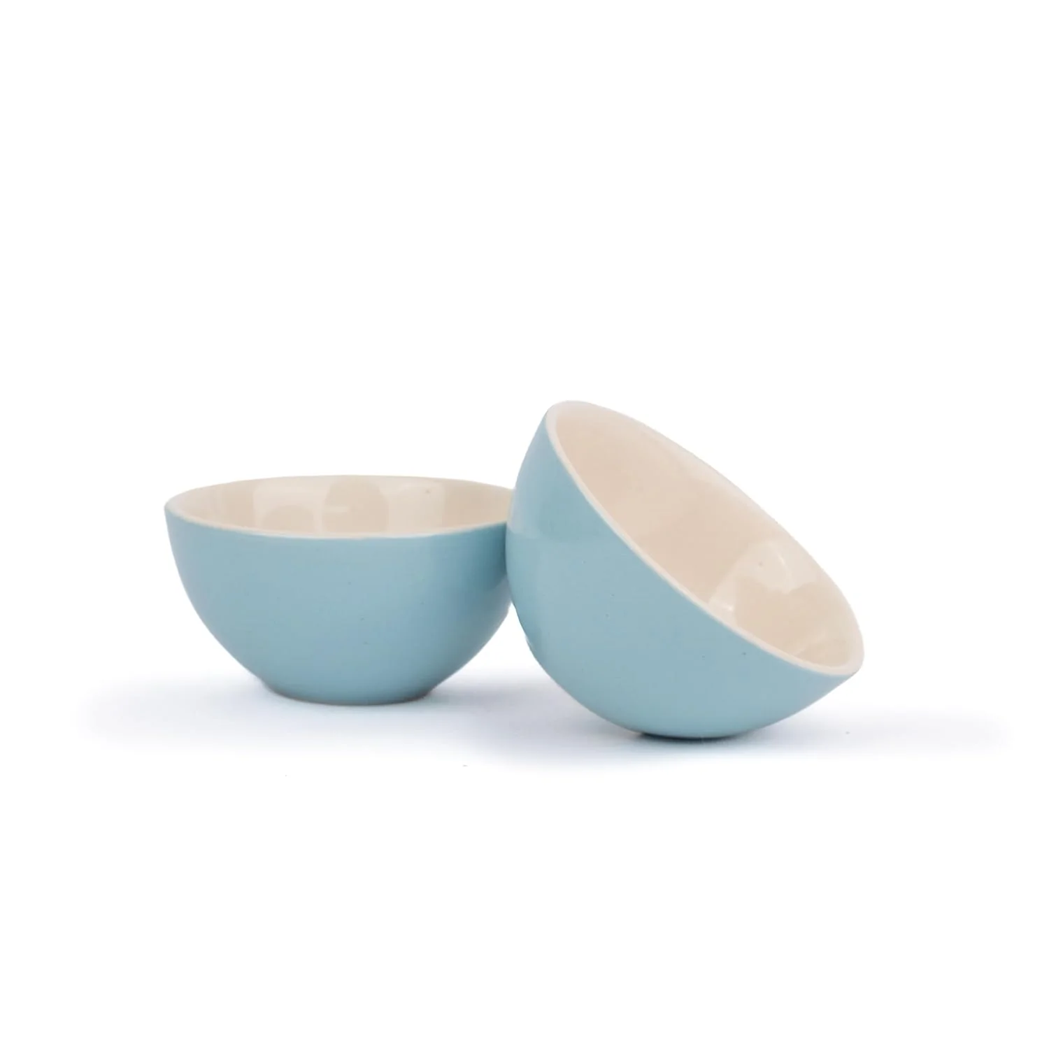 Ceramic Veg Bowls Set Of 6 For Dinner - 180ml Each, Subtle Blue Ivory | Katori Set With Glossy Finish - Stoneware Ceramic Bowls Set | Dessert Bowl Set - Durable & Microwave Safe - Image 4