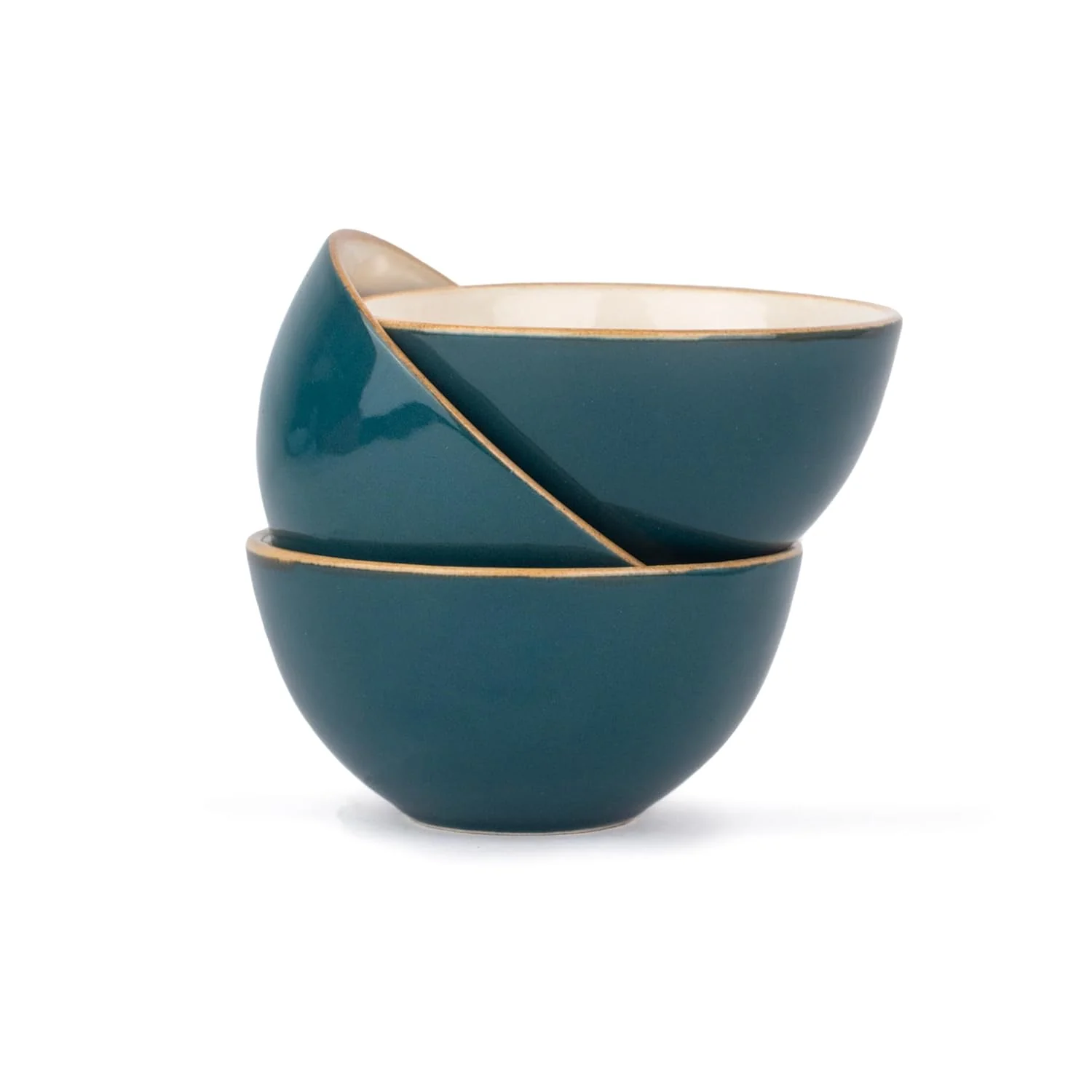 Ceramic Veg Bowls Set Of 6 For Dinner - 180ml Each, Teal Ivory | Katori Set With Glossy Finish - Stoneware Ceramic Bowls Set | Dessert Bowl Set - Durable & Microwave Safe - Image 6