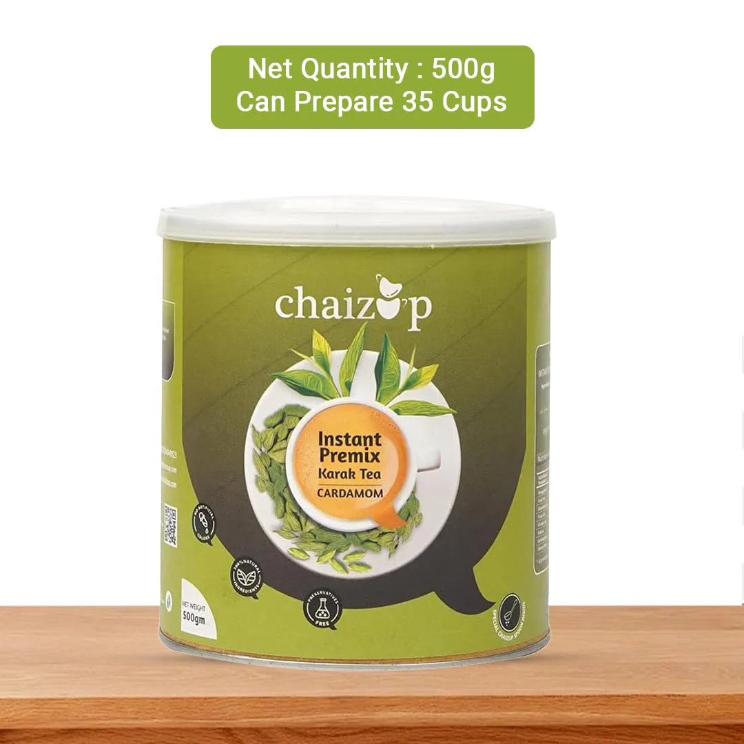 Chaizup Premium 1 Min Instant Cardamom Tea Premix - 500gm Can, 17.6 Ounce | Just Add Hot Water - Assam Elaichi Chai Powder | Low Caffeine Home Like Tea - Image 2