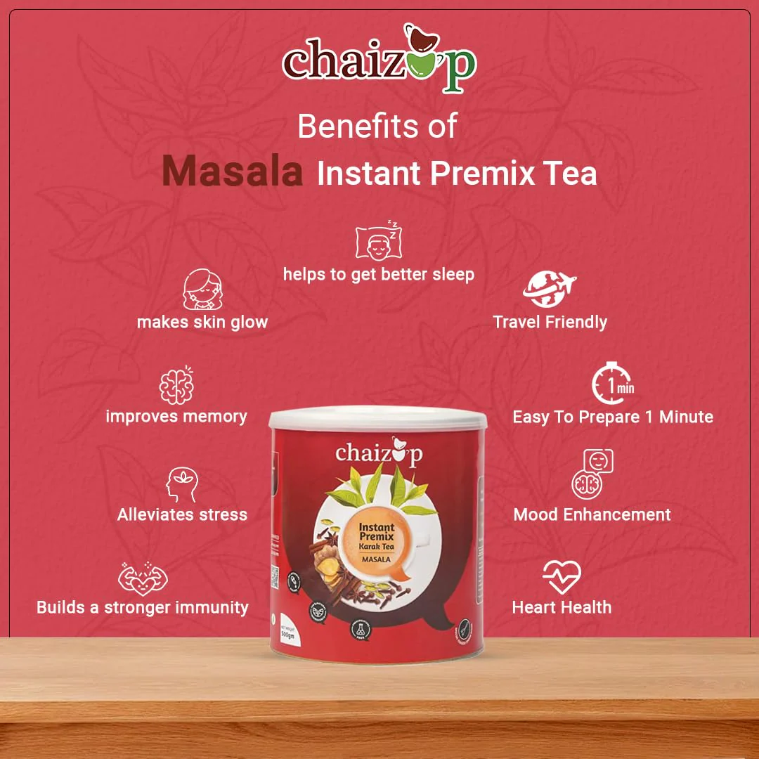 Chaizup Premium 1 Min Instant Masala Tea Premix - 500gm Can, 17.6 Ounce | Just Add Hot Water - Assam Masala Chai Powder | Low Caffeine, No Added Color - Home Like Tea - Image 4