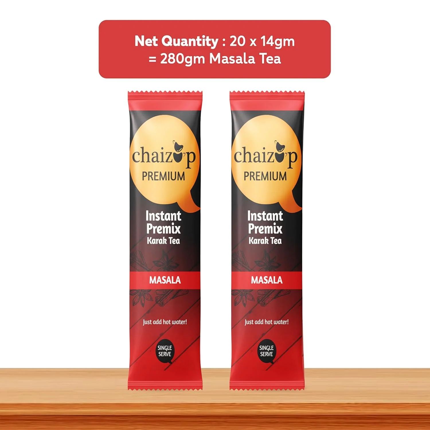 Chaizup Premium 1 Min Instant Masala Tea Premix - Pack Of 2 X 140gm, 4.9 Ounce Each, 20 Sachets | Just Add Hot Water - Assam Masala Chai Powder | Low Caffeine, No Added Color - Home Like Tea - Image 3