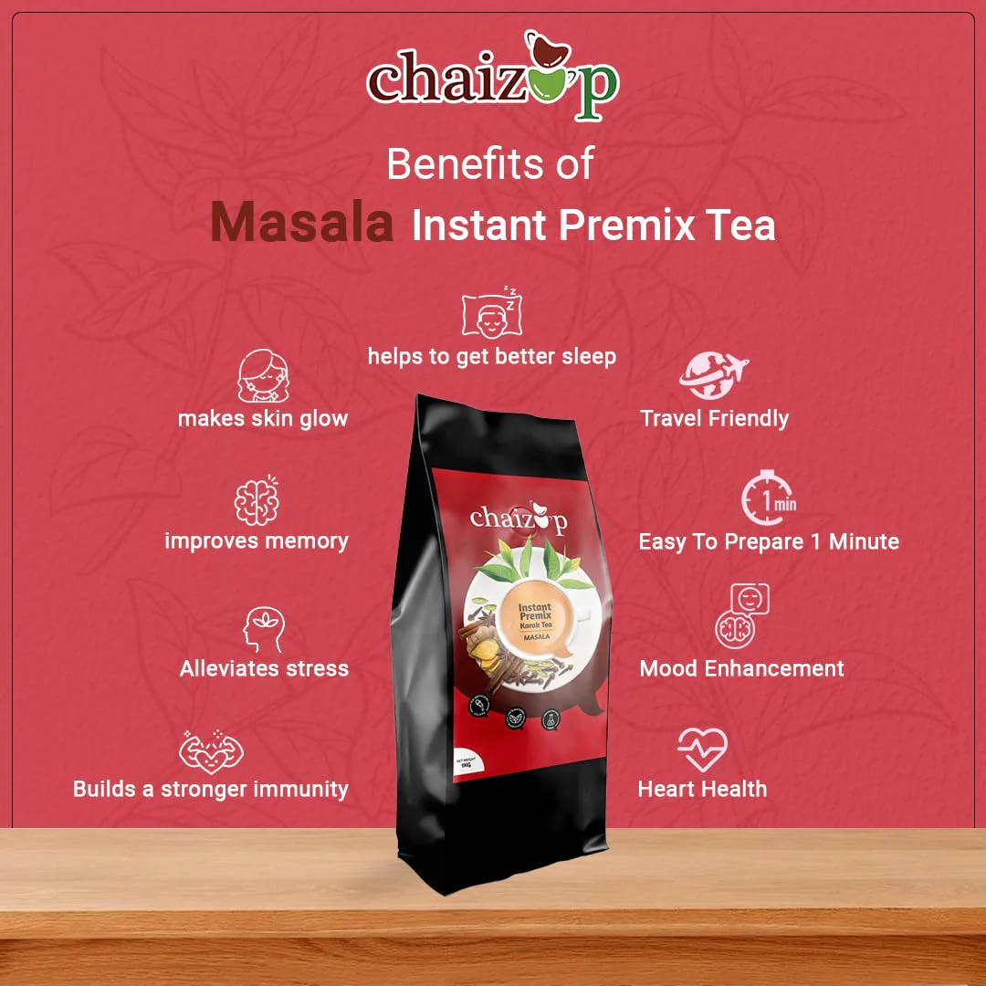 Chaizup Premium 1 Min Instant Masala Tea Premix - Pack Of 3 X 1 Kg Poly, 35.2 Ounce Each | Just Add Hot Water - Assam Masala Chai Powder | Low Caffeine, No Added Color - Home Like Tea - Image 4