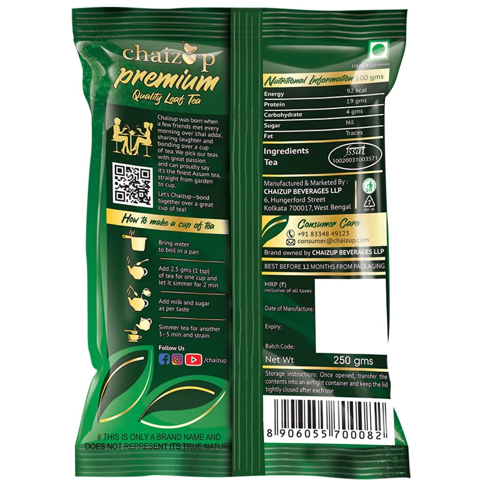 Chaizup Premium CTC Quality Leaf Tea - 250gm, 8.8 Ounce | Loose Leaf Blend For Authentic Flavors & Perfect Brew - Hand Picked Long Tea Leaves | Low Caffeine - Image 2