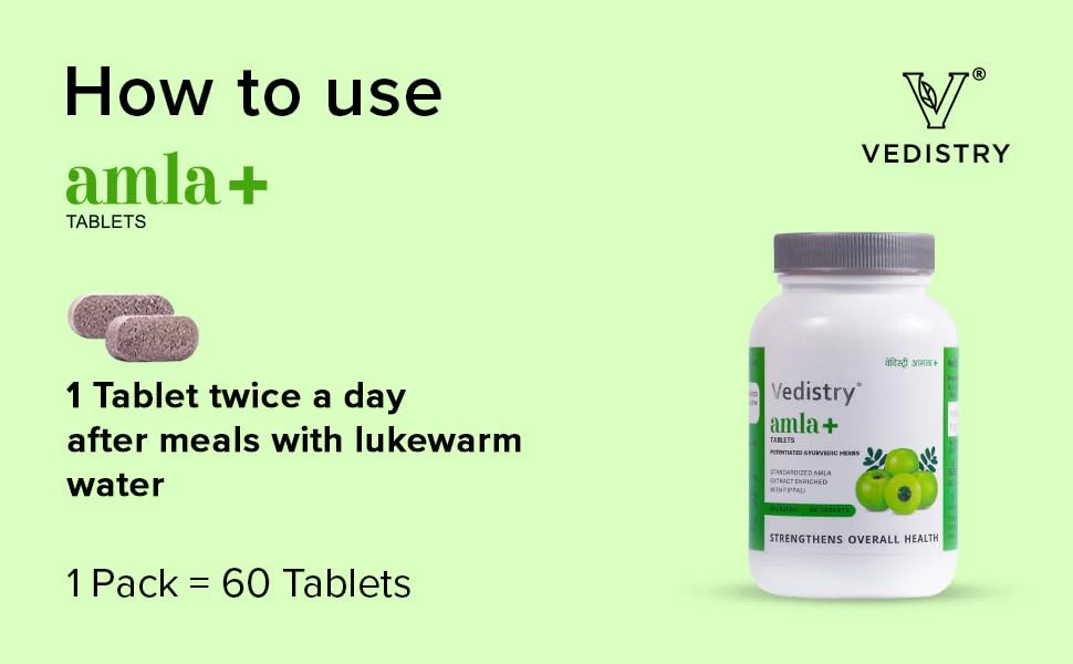 Charak Vedistry Amla + With Piperine, Promote Skin & Hair Health, Antioxidant & Anti - Aging, Boosts Immunity,100% Pure Herbs Used, Rich In Vitamin C | 60 Tablet, 100gm 0.2lbs Each Pack Of 2 - Image 5