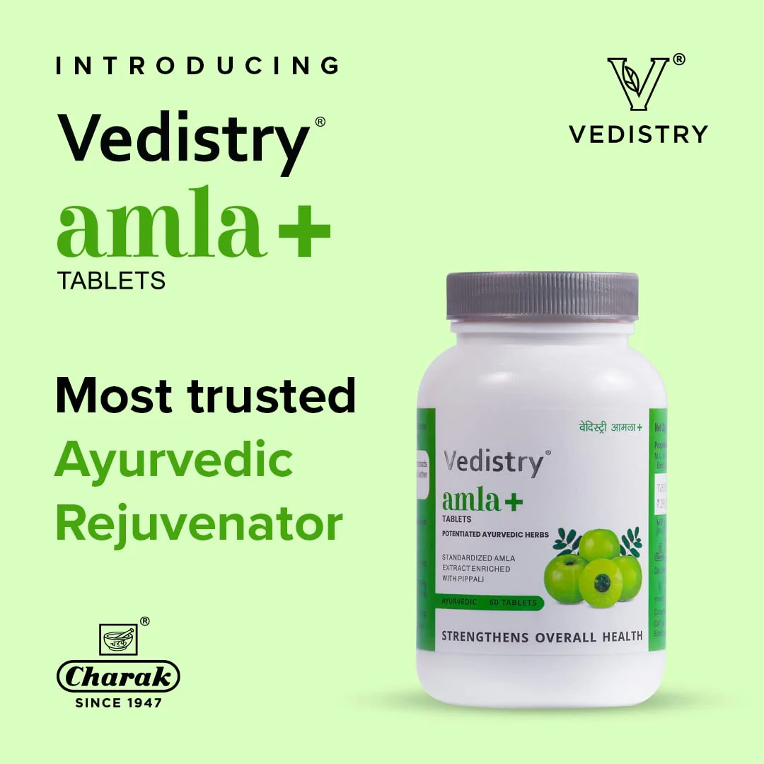 Charak Vedistry Amla + With Piperine, Promote Skin & Hair Health, Antioxidant & Anti - Aging, Boosts Immunity,100% Pure Herbs Used, Rich In Vitamin C, Digestion | 60 Tablet, 100gm 0.2lbs - Image 2