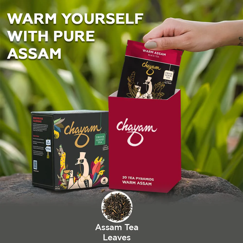 Chayam Warm Assam Tea - 20 Pyramid Tea Bags | Premium Orthodox Whole Leaf Black Tea - Make Iced Or Hot Tea | Low Caffeine, Gluten Free, High Antioxidants - Image 4
