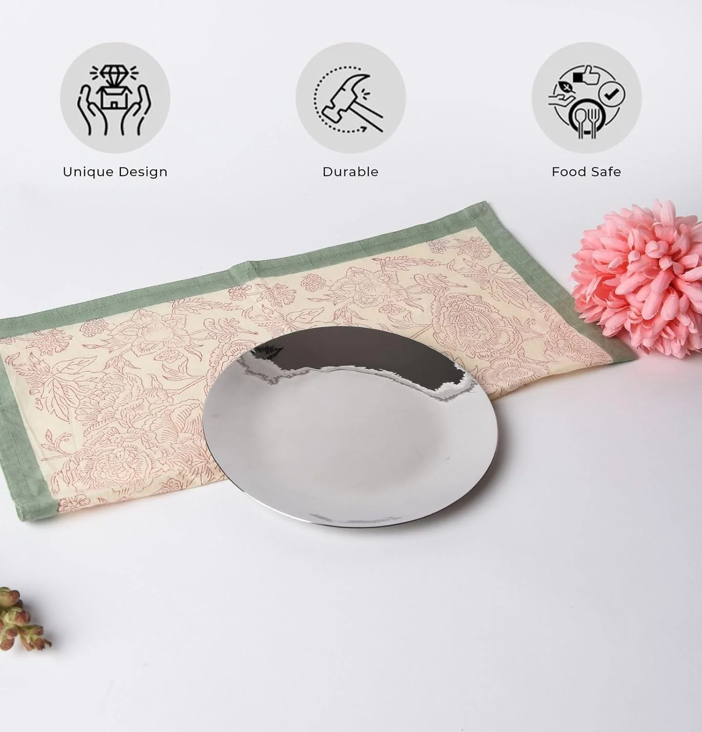 Chrome Stainless Steel Quarter Plate - Rose Quartz Series | Salad & Snacks Plates - Serve Ware, Dinnerware & Tableware - Image 2
