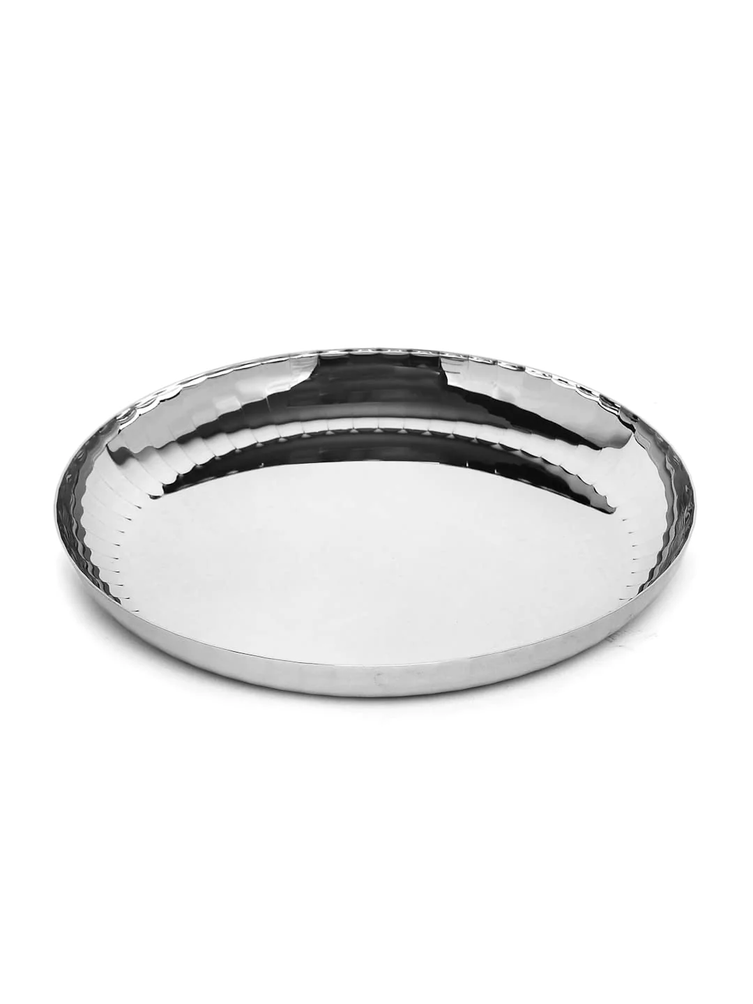 Chrome Stainless Steel Quarter Plate Set Of 6 - Rhythm Garden Series | Ribbed Pattern Glossy Finish | Salad & Snacks Plates - Flower Texture Plates | Serve Ware, Dinnerware & Tableware - Image 5