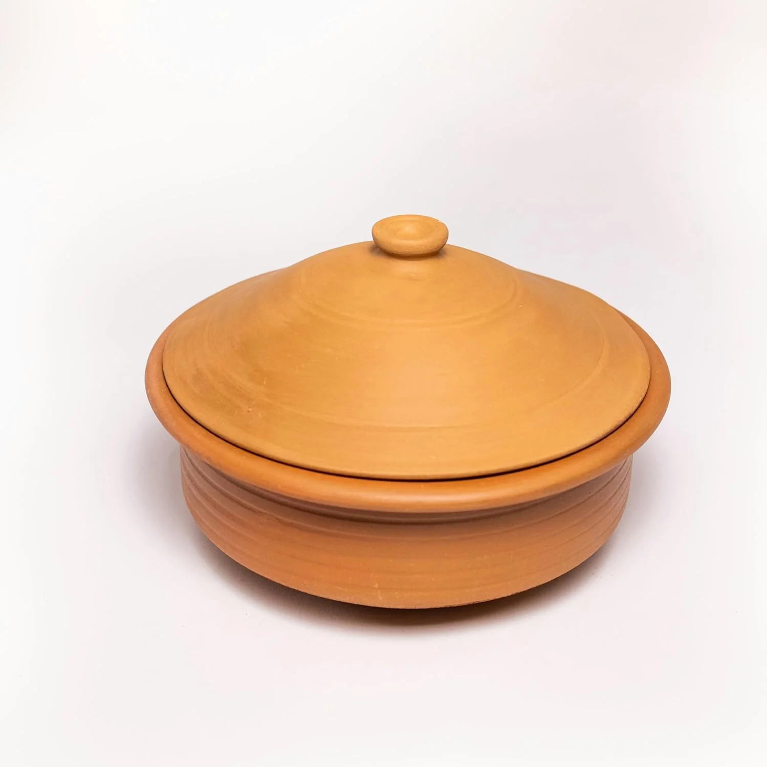 Clay Biryani Handi With Lid Pack Of 2 - 3.5 Liters Each | Pot For Cooking & Serving With Lid, Red-Ochre (Gerua) - Image 3
